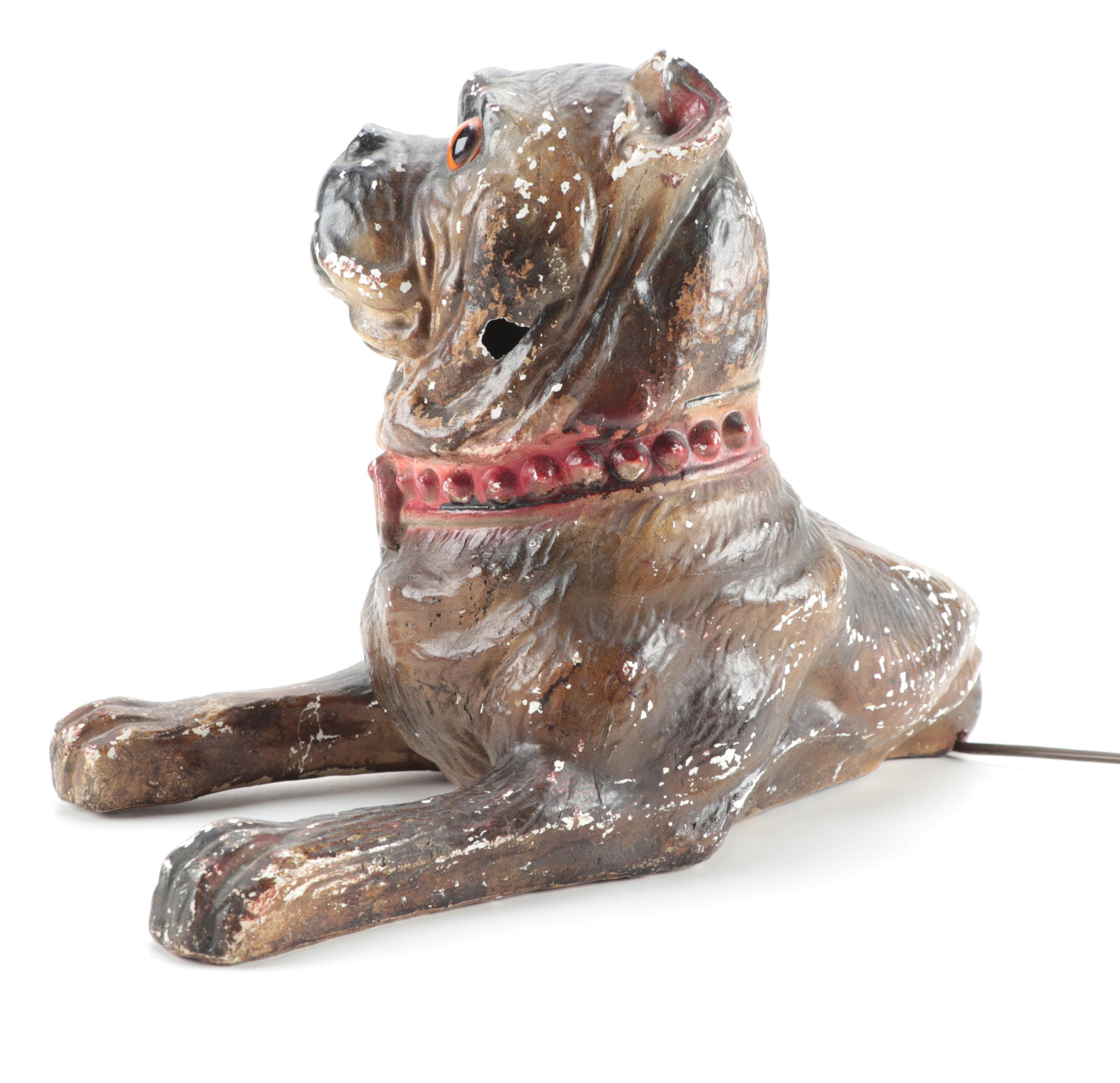 Chalkware American Staffordshire Dog Night Light Lamp