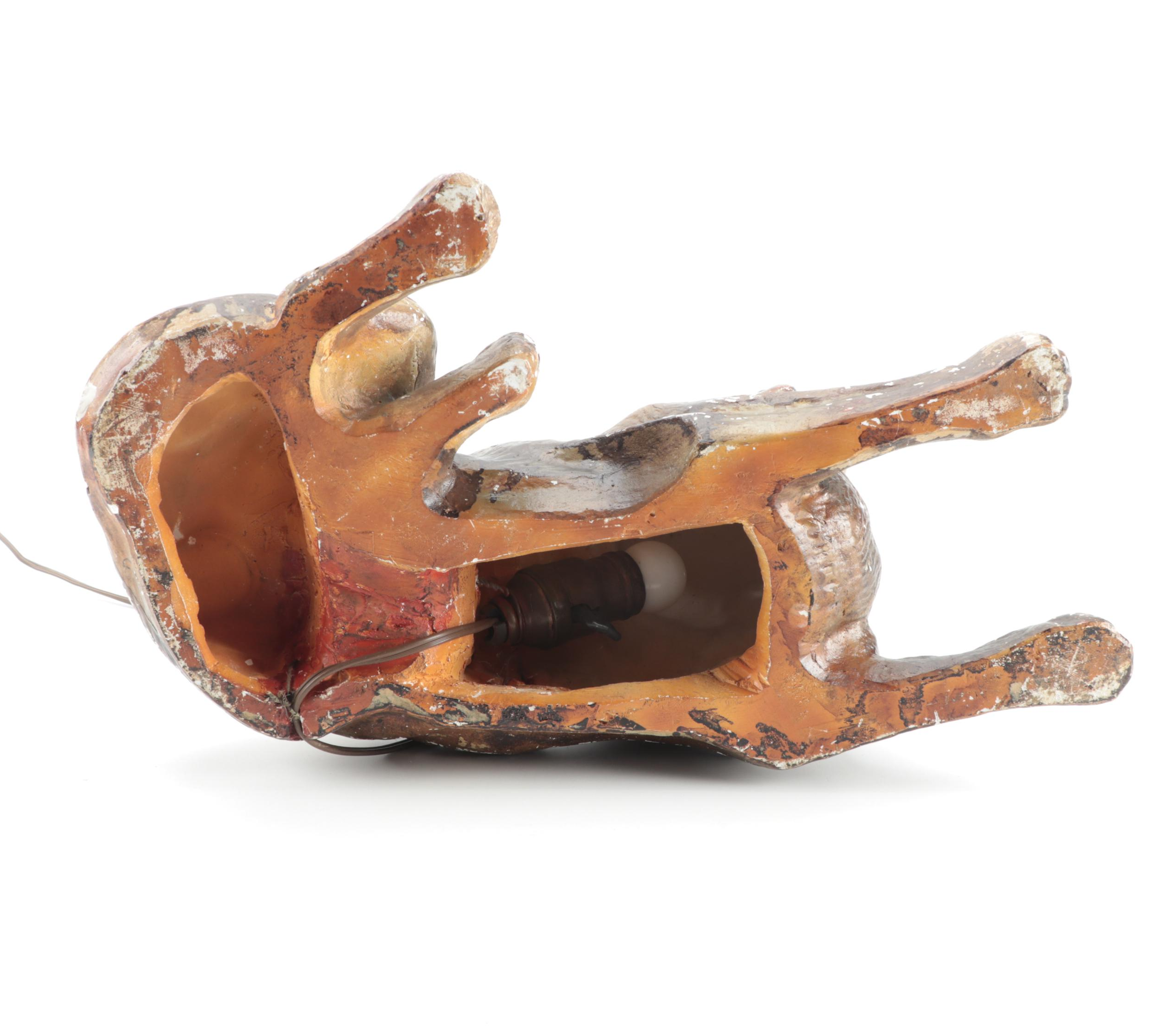 Chalkware American Staffordshire Dog Night Light Lamp