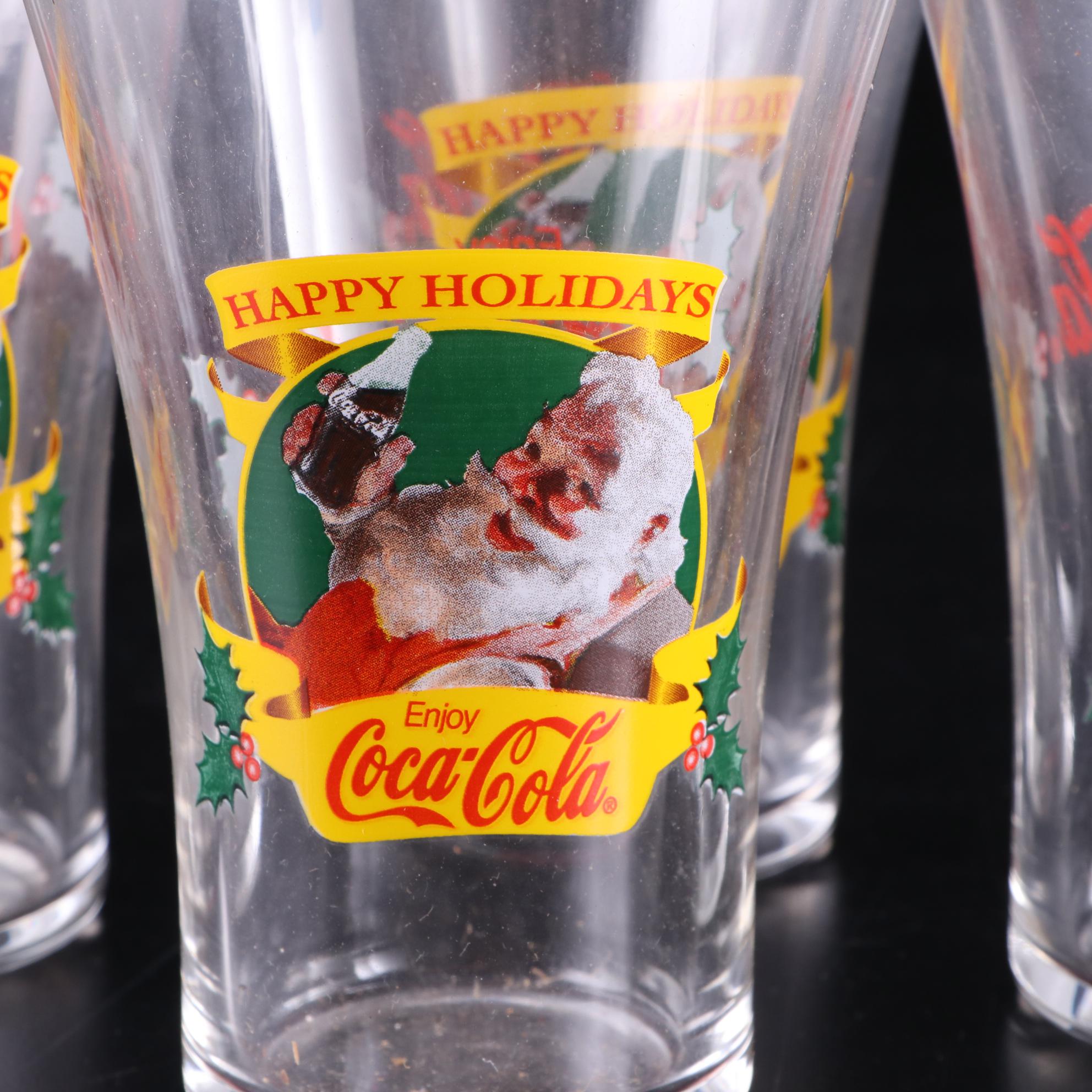 Coca-Cola "Happy Holiday" Glassware Set and Porcelain Music Box