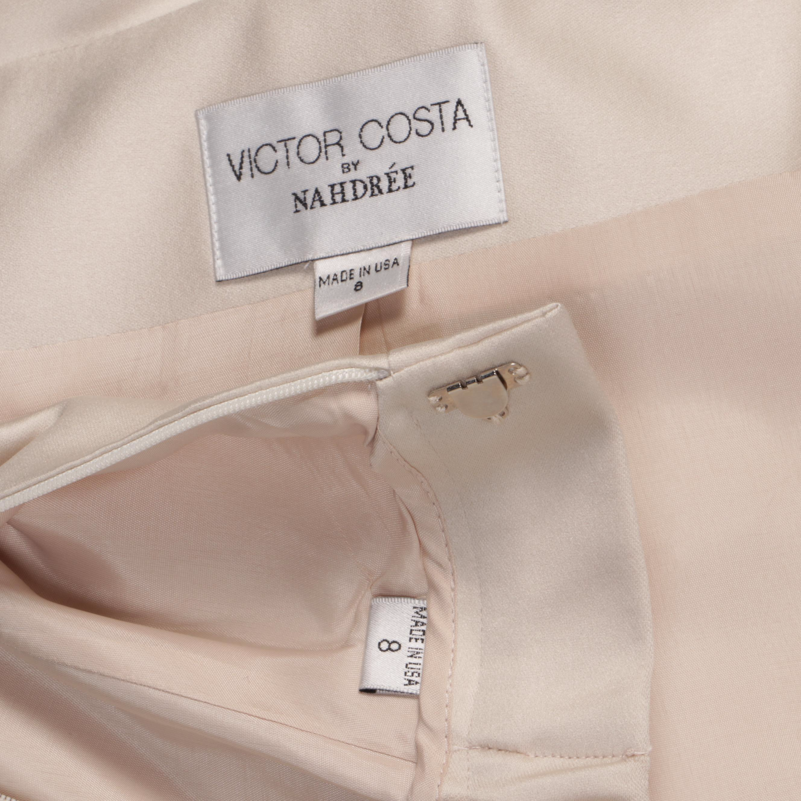 Victor Costa Skirt Suit and Carlisle Pant Suit in Beige with Floral Embroidery