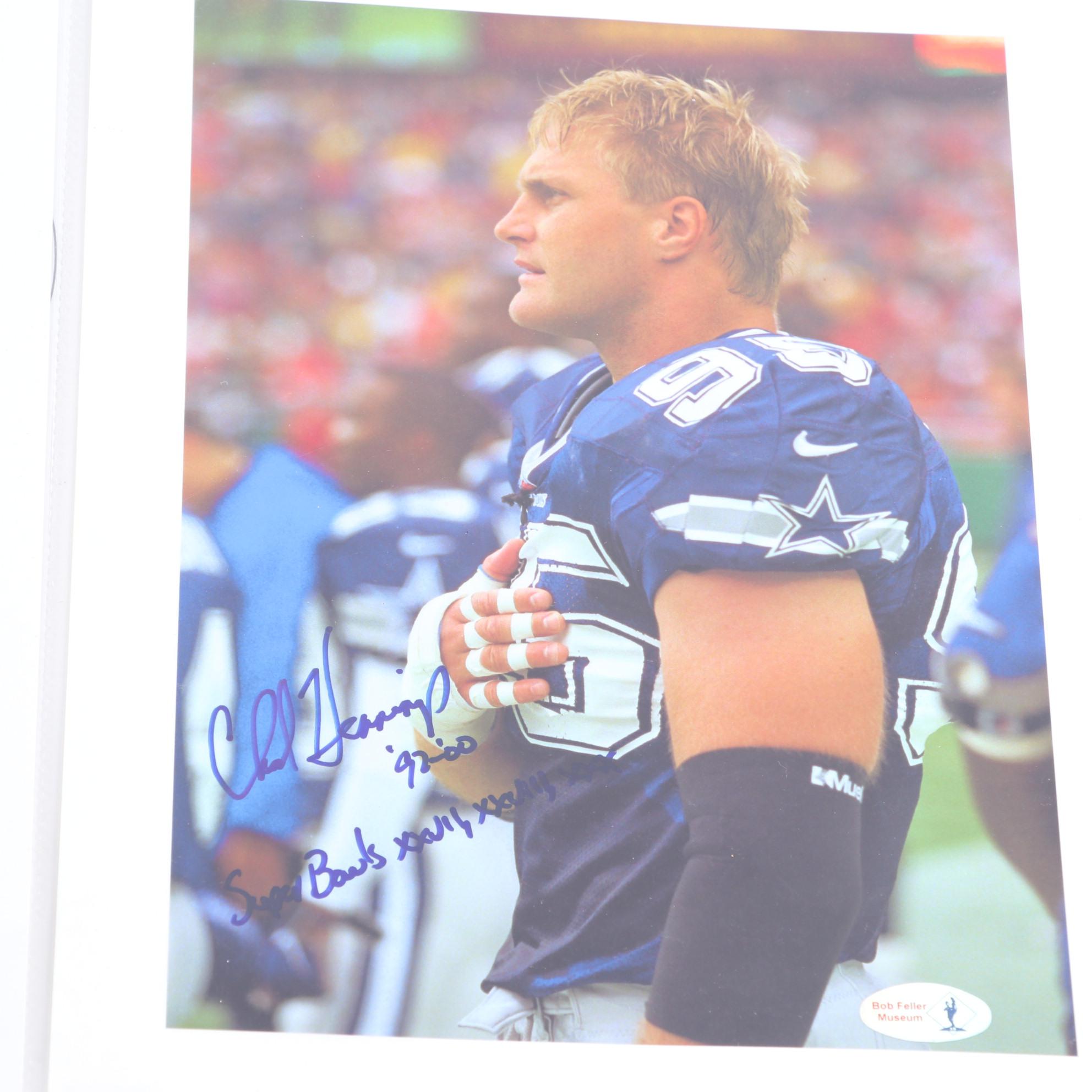 Chad Hennings Signed Dallas Cowboys "Super Bowl Inscribed" Photo Prints, COA