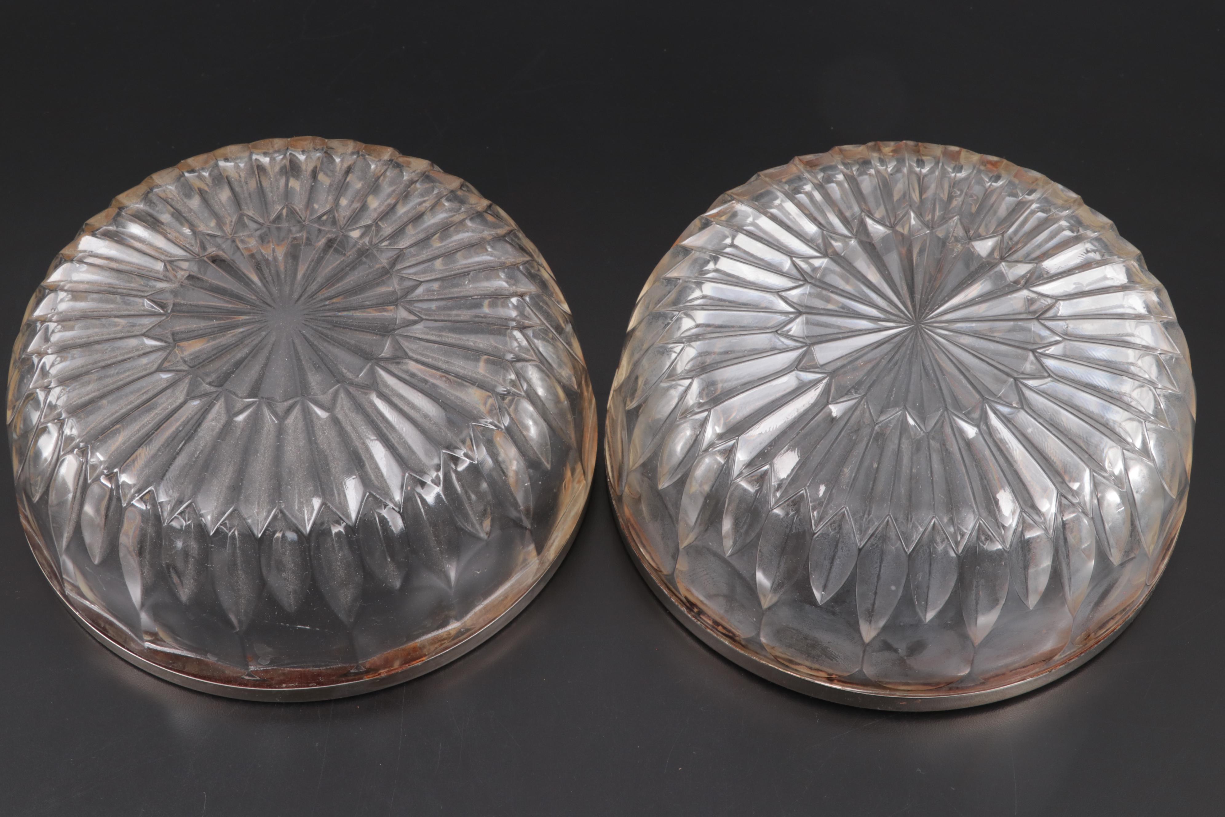 Leonard of Italy Glass Bowls with Silver Plate Rims, Mid to Late 20th Century
