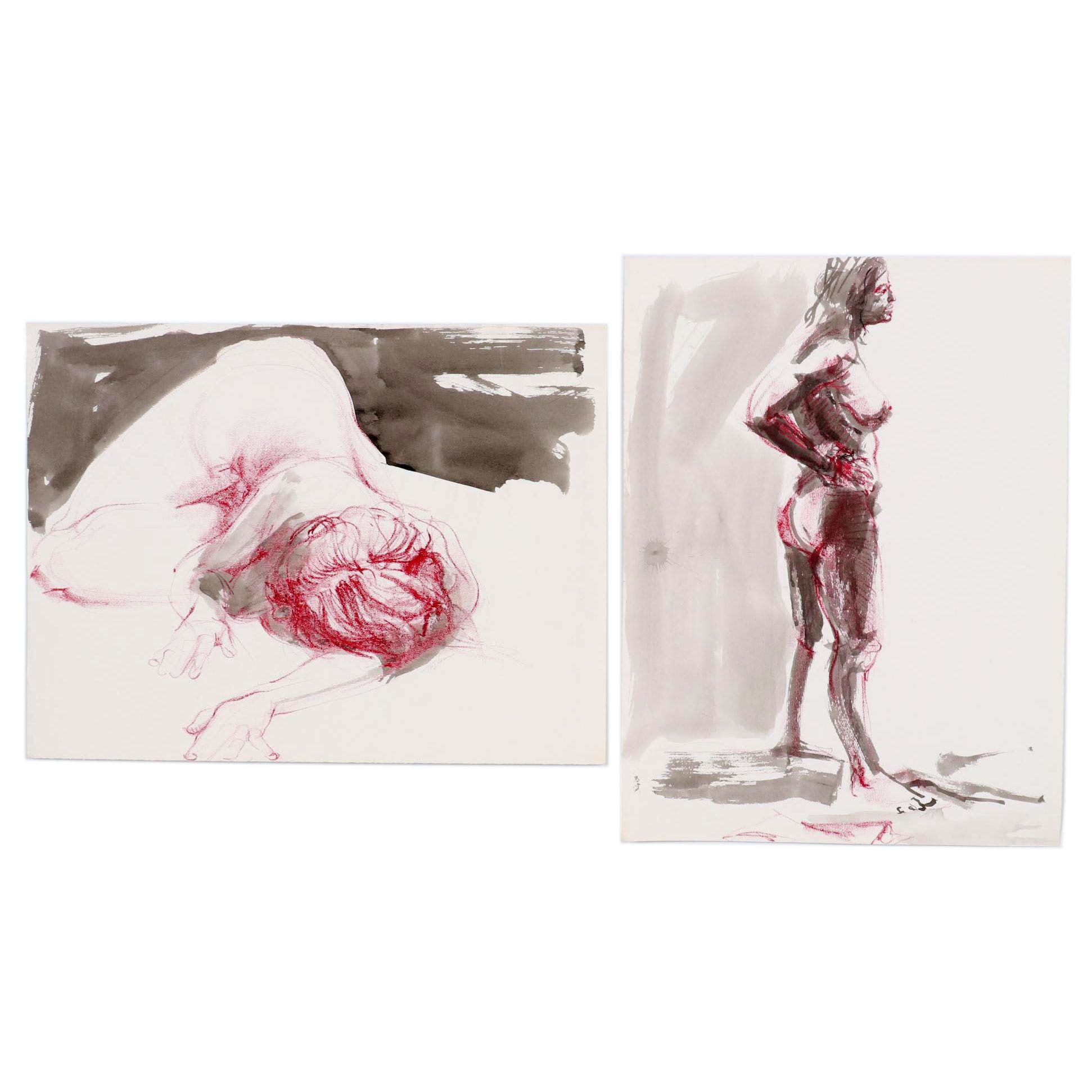 John Tuska Figural Drawings of Female Nudes