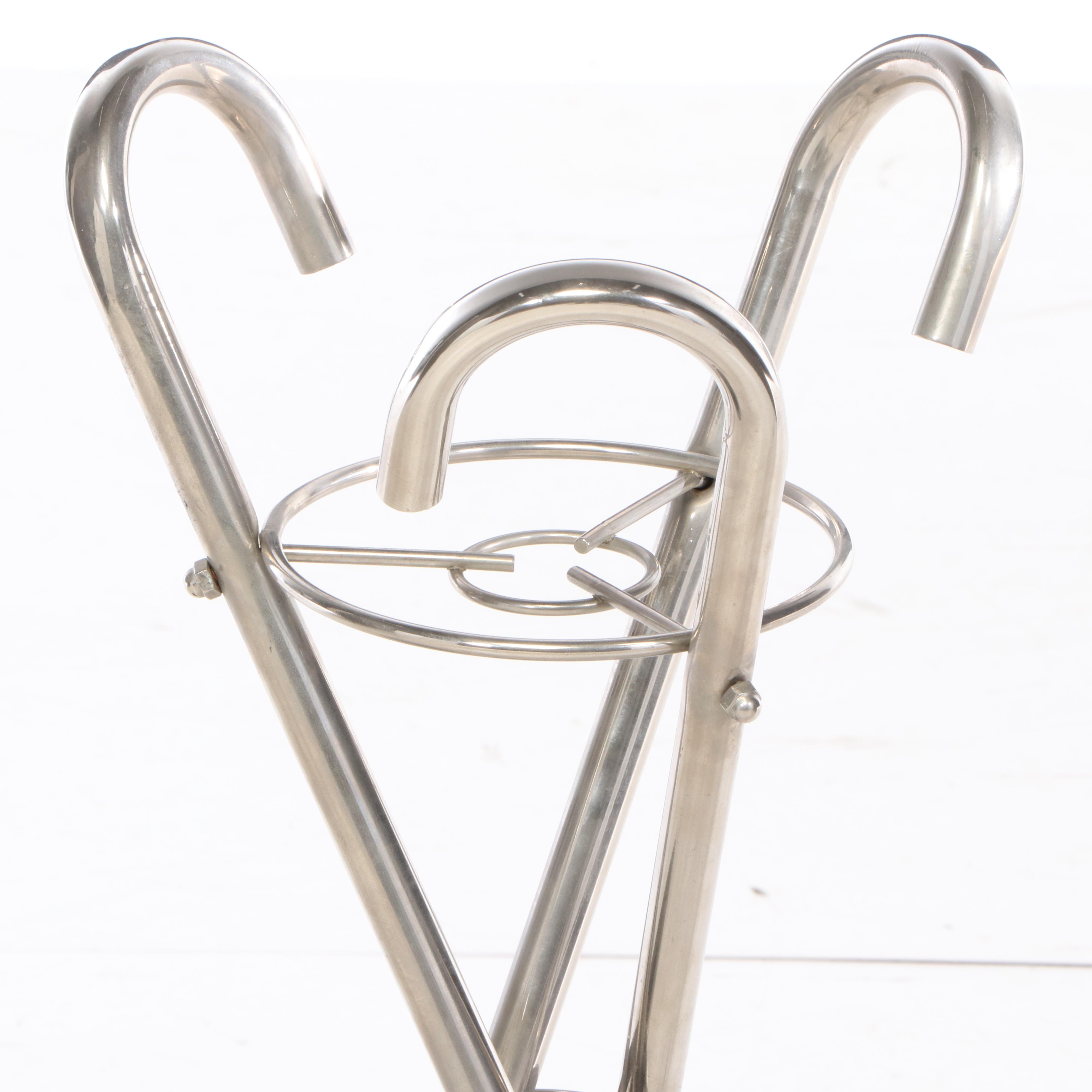 Silver Plate Magic Top Hat Champagne Ice Bucket on Cane-Form Stand