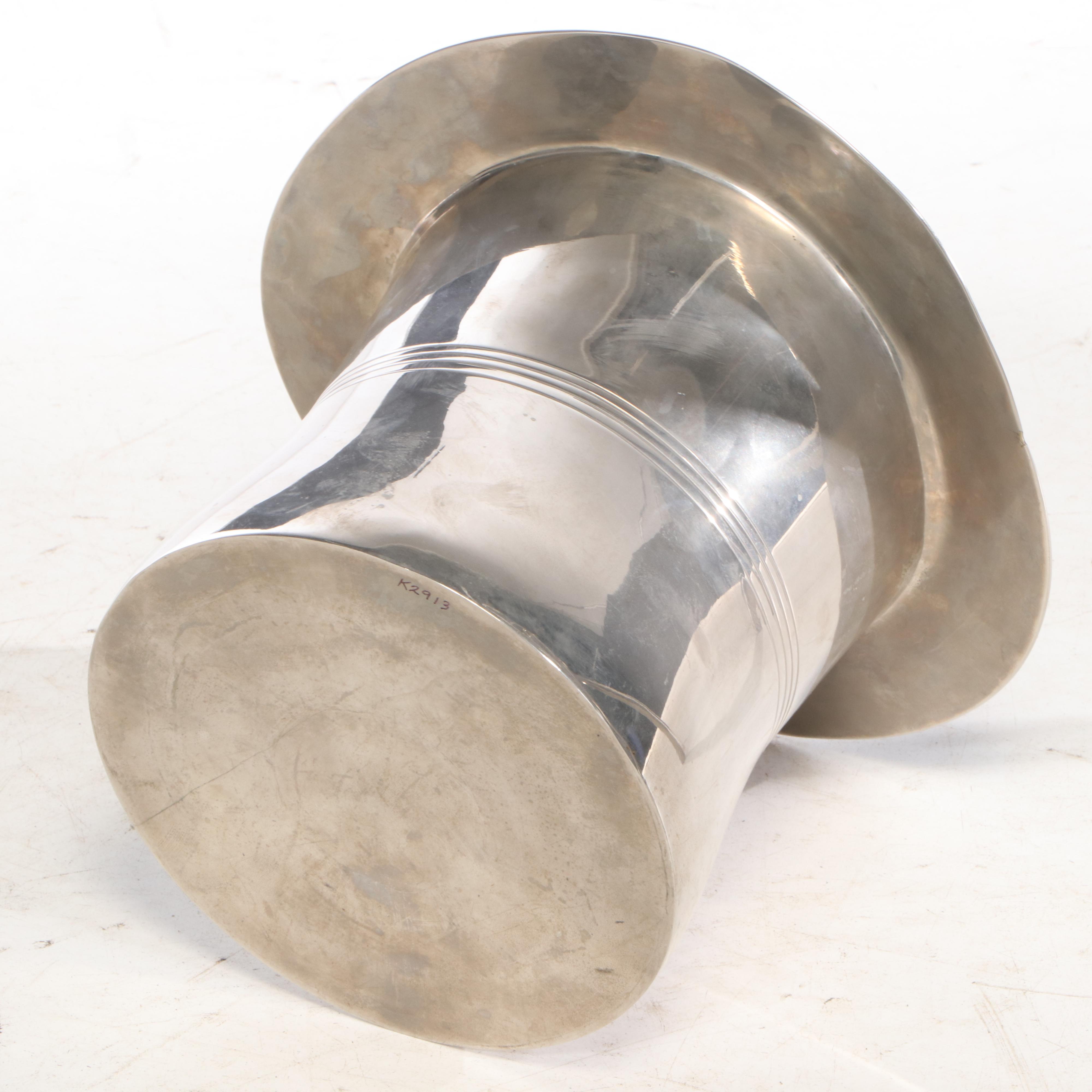 Silver Plate Magic Top Hat Champagne Ice Bucket on Cane-Form Stand