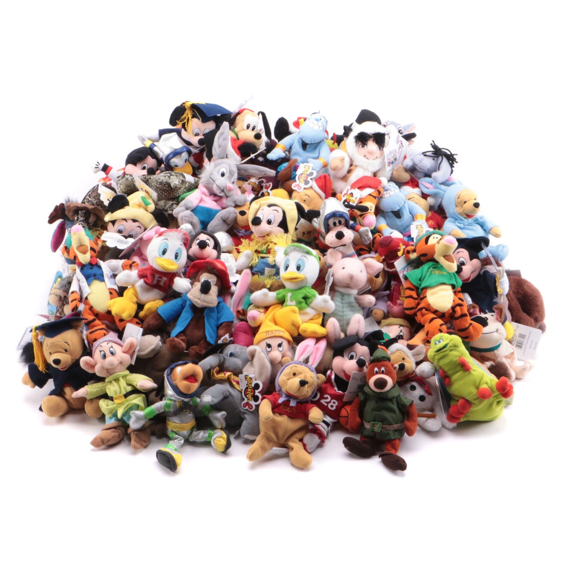 Walt Disney Plush Characters Including "Figment" and "A Bug's Life"