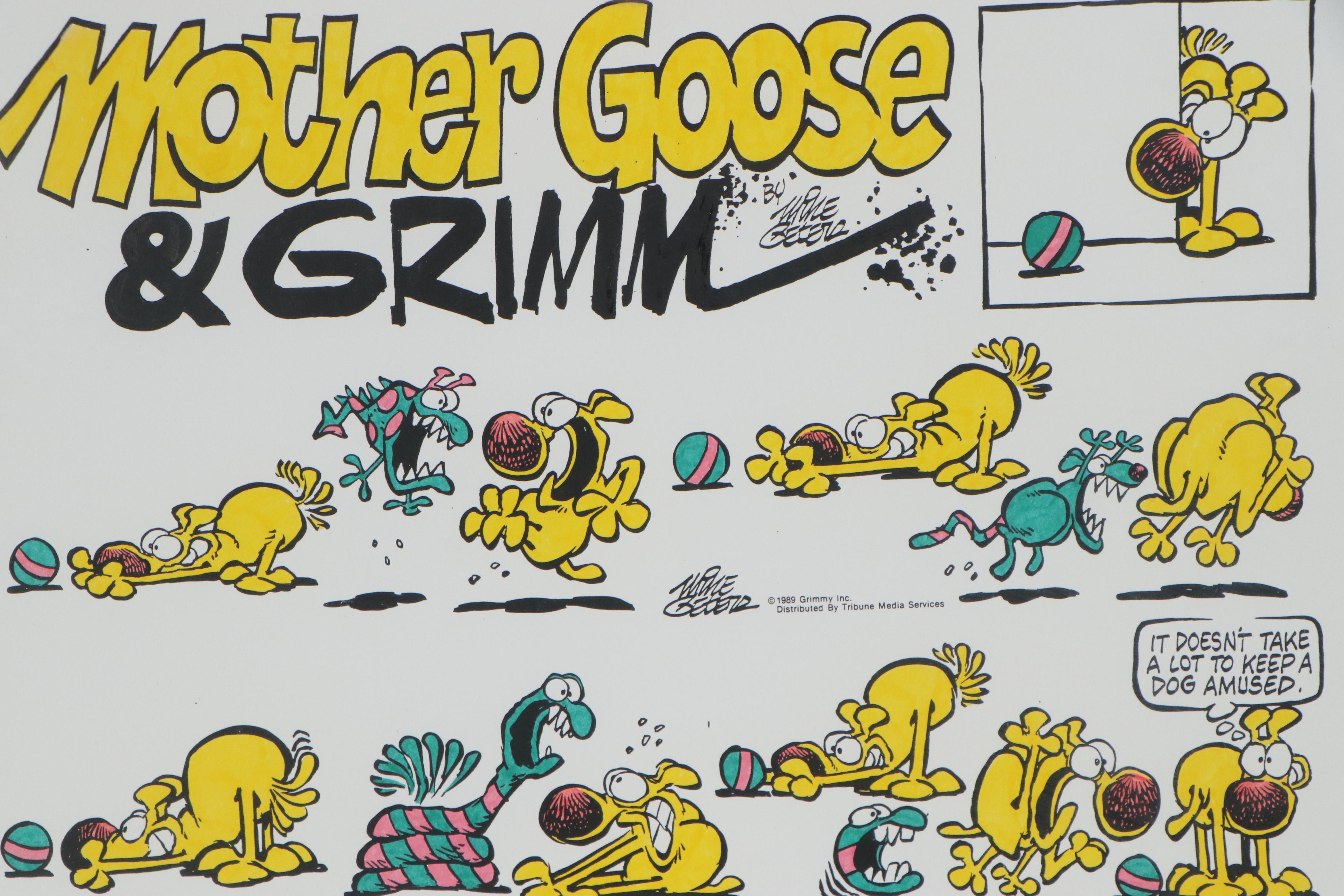 Mike Peters Lithograph of Mother Goose and Grimm Comic, 1990