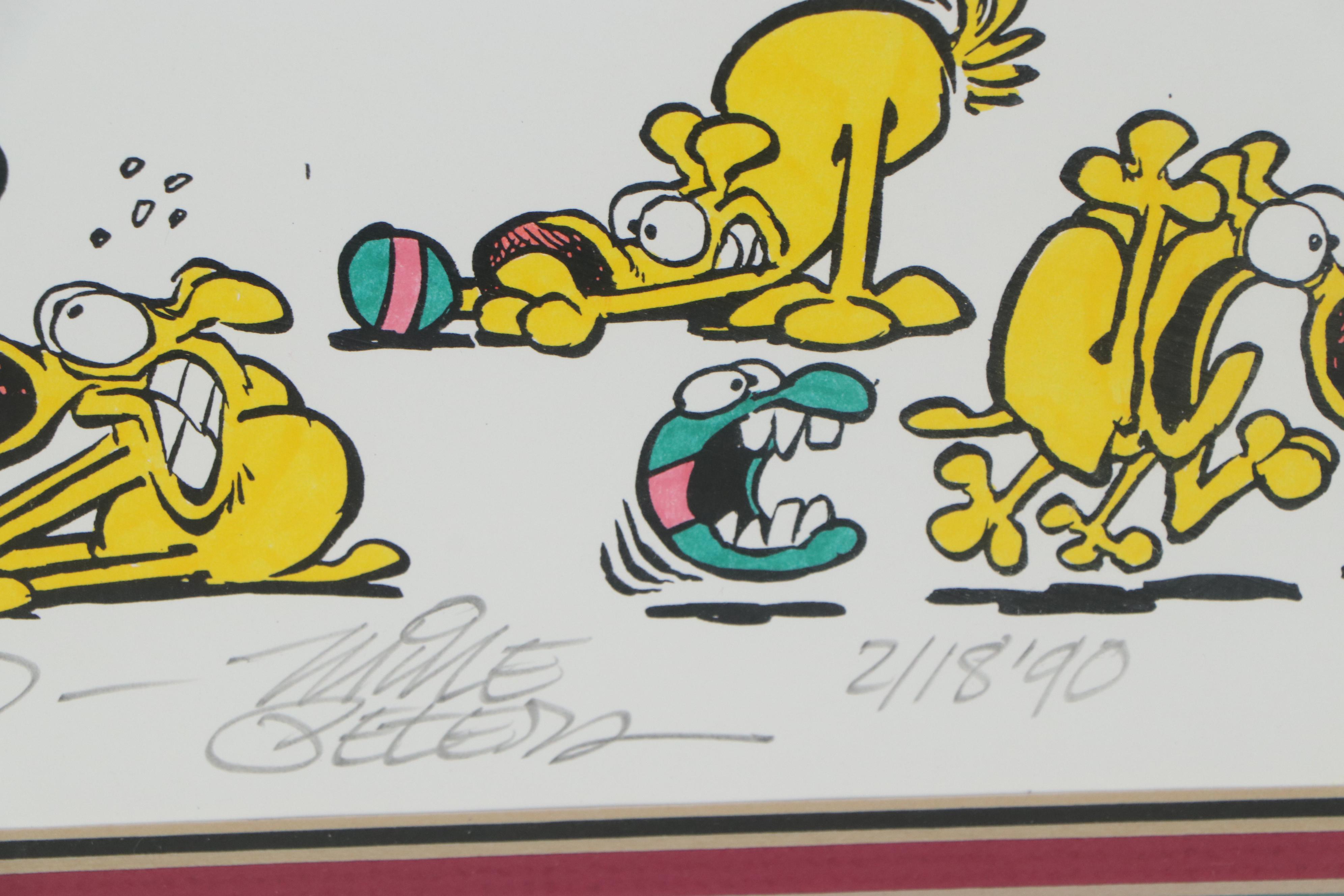 Mike Peters Lithograph of Mother Goose and Grimm Comic, 1990