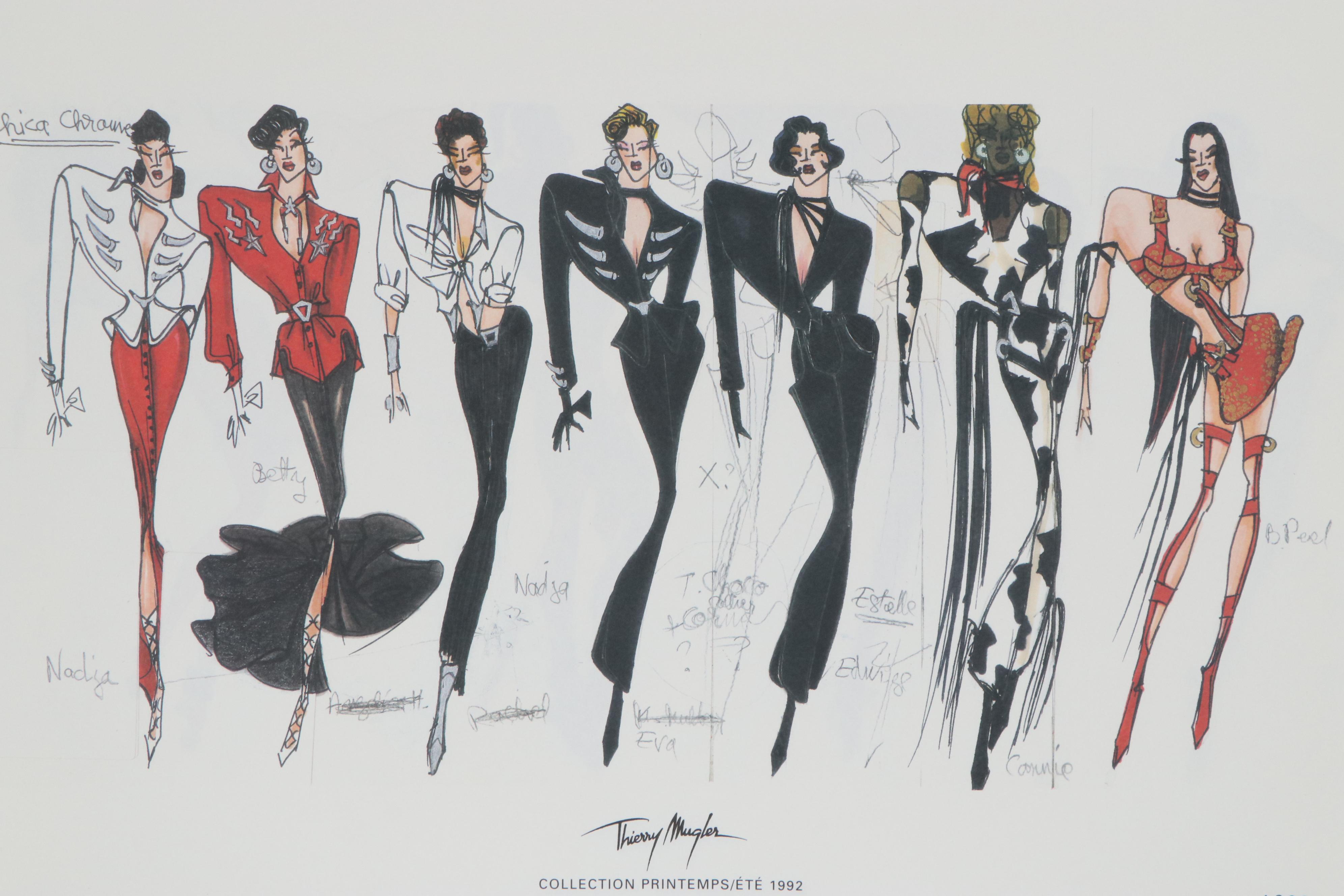Offset Lithograph Portfolio after Thierry Mugler Fashion Illustrations, 1998