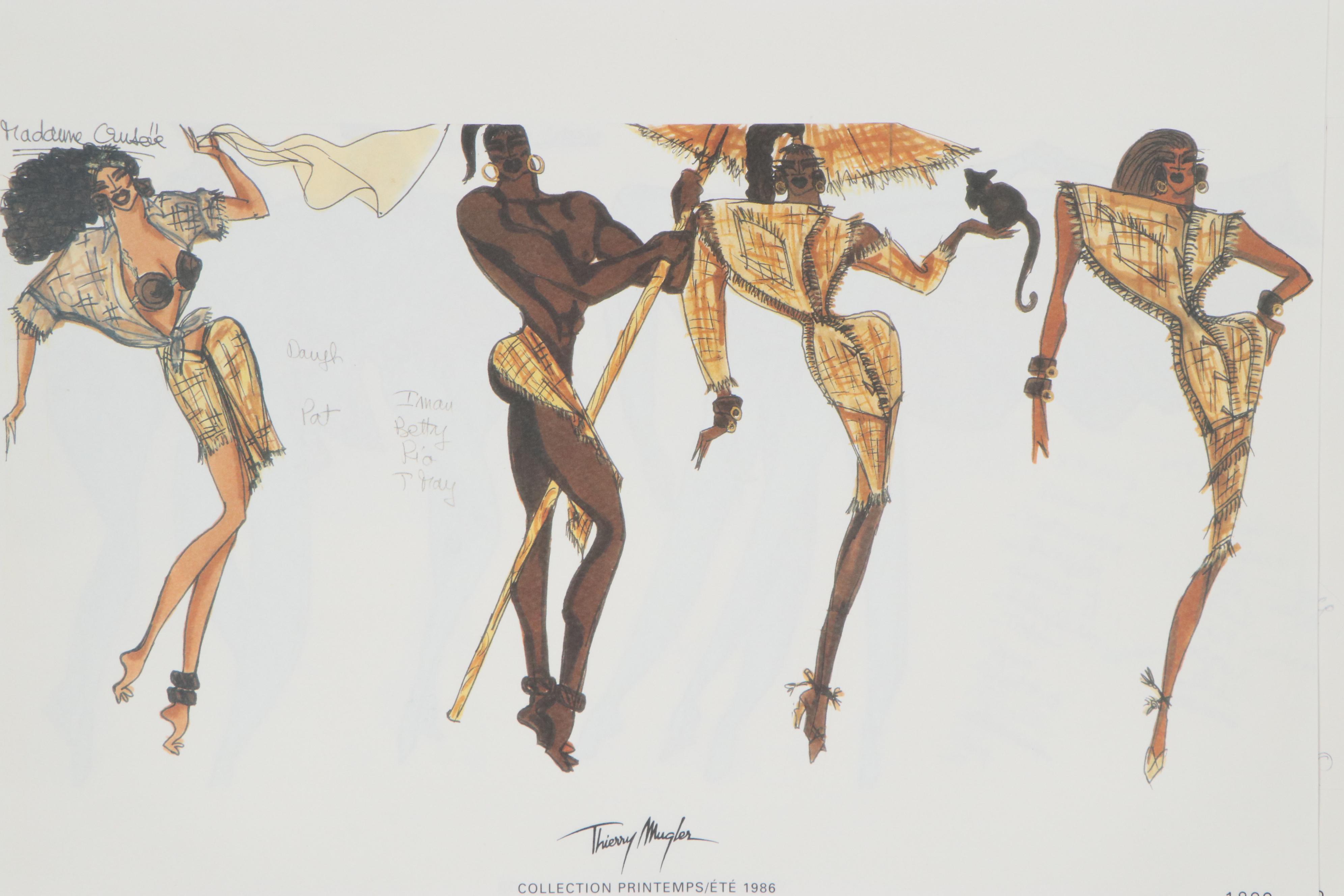 Offset Lithograph Portfolio after Thierry Mugler Fashion Illustrations, 1998