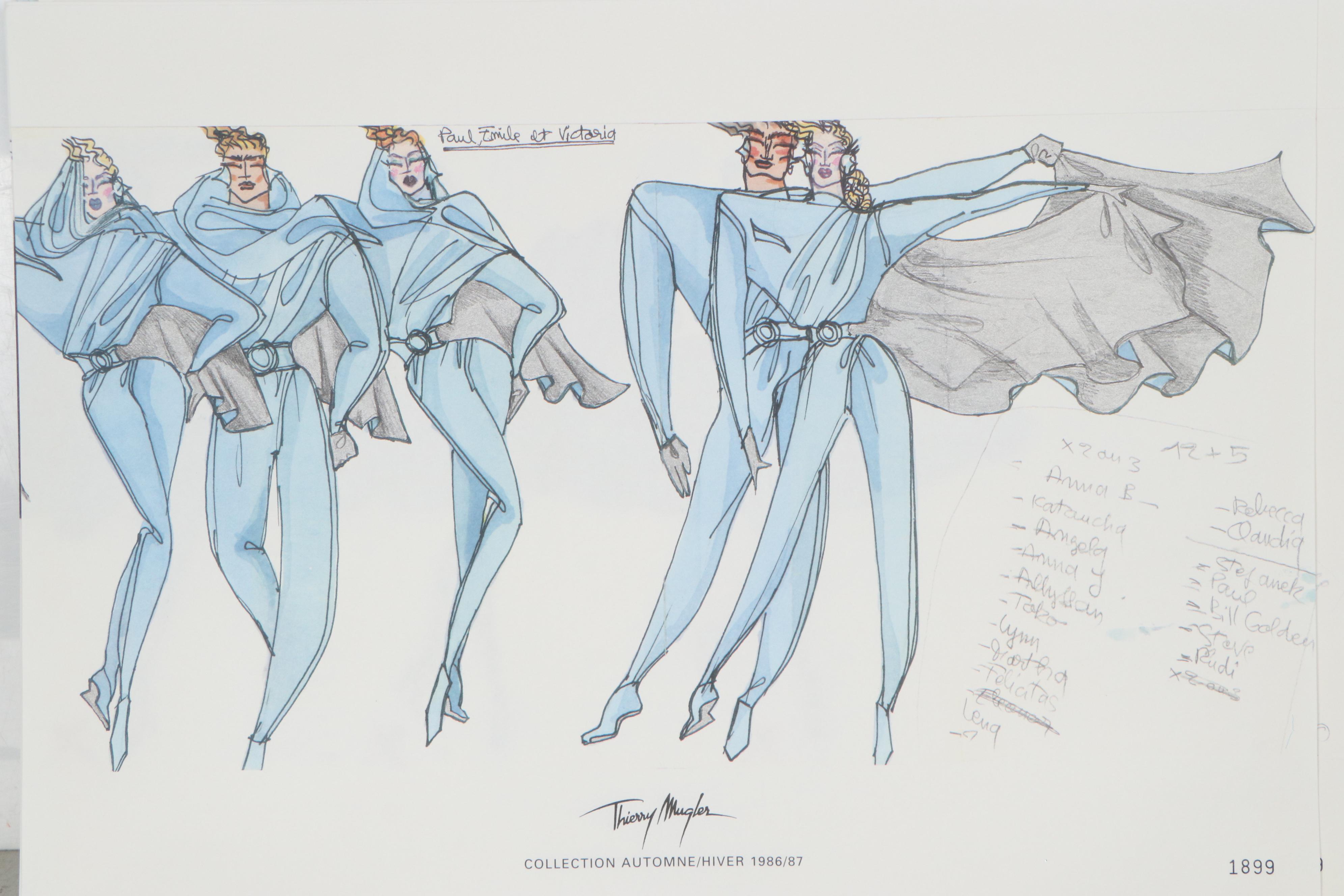 Offset Lithograph Portfolio after Thierry Mugler Fashion Illustrations, 1998