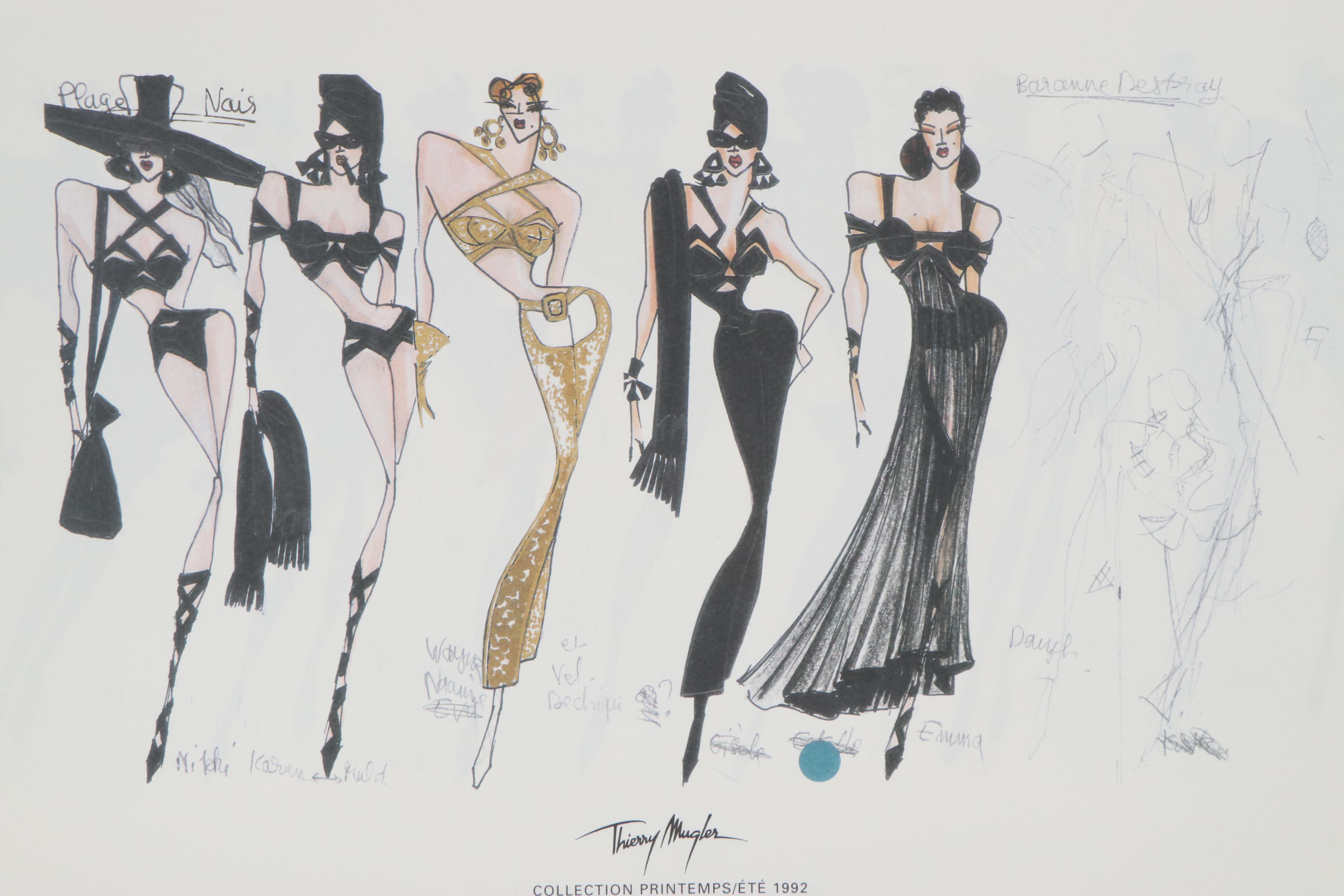 Offset Lithograph Portfolio after Thierry Mugler Fashion Illustrations, 1998