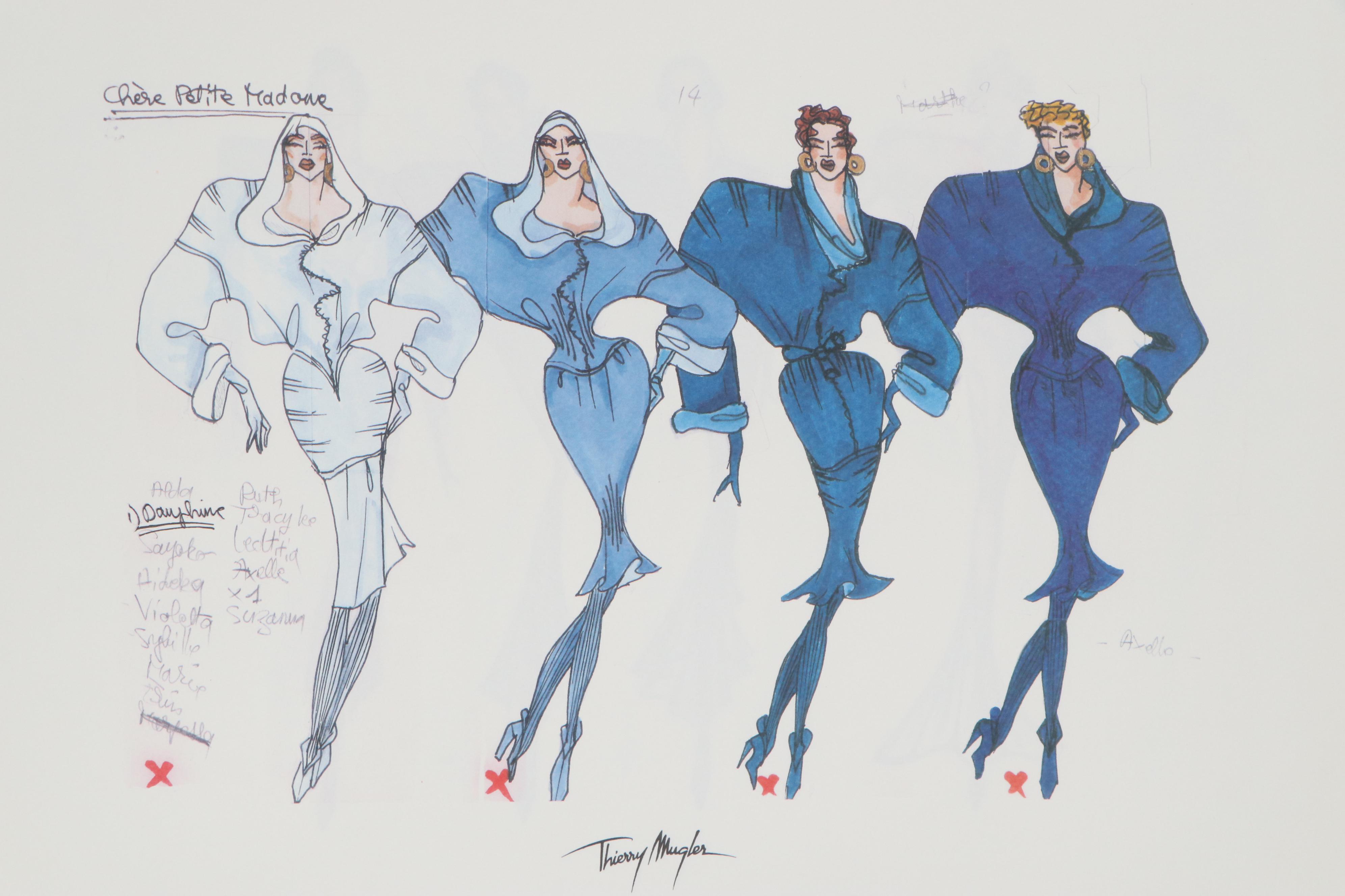 Offset Lithograph Portfolio after Thierry Mugler Fashion Illustrations, 1998