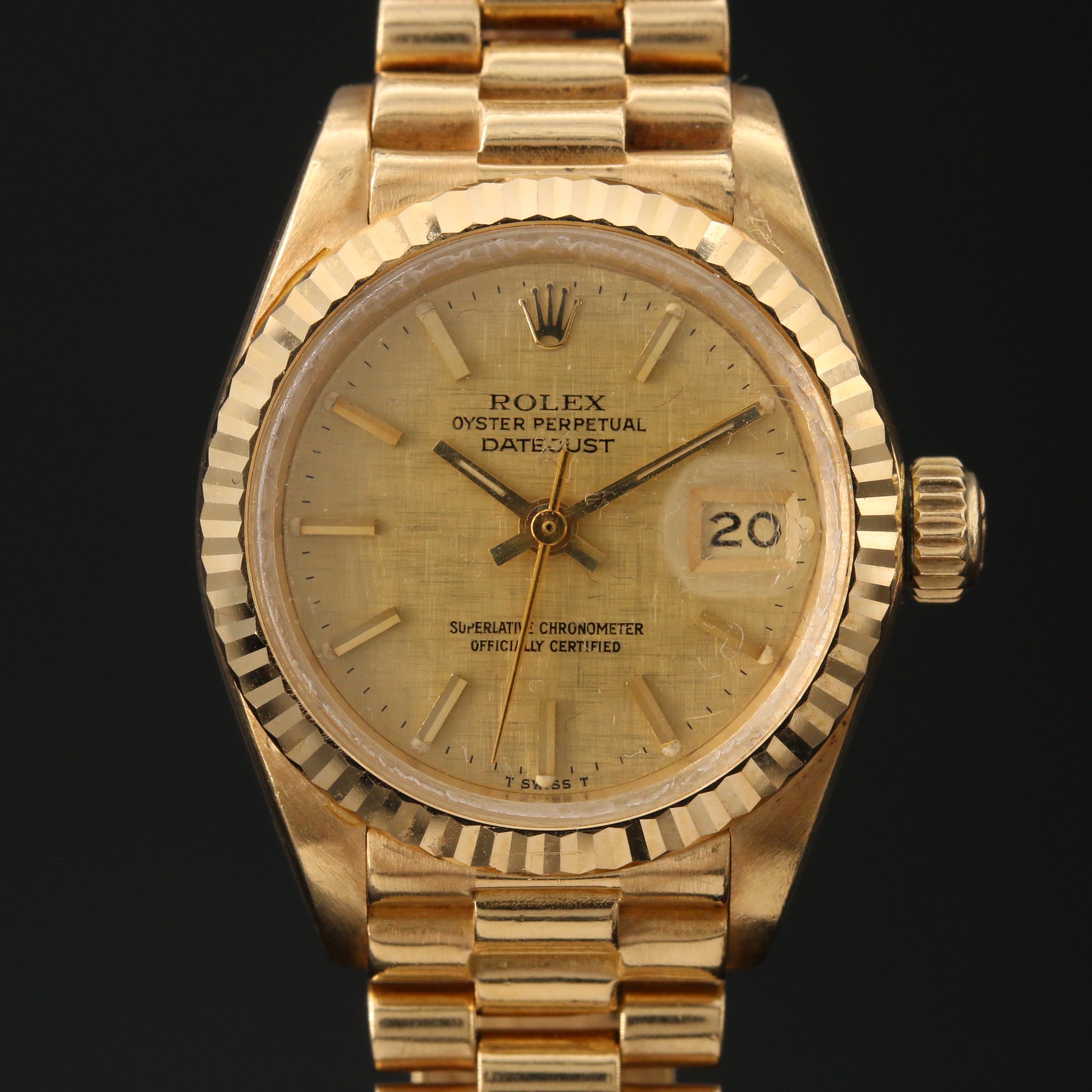 1981 Rolex "Datejust" 18K Yellow Gold Watch