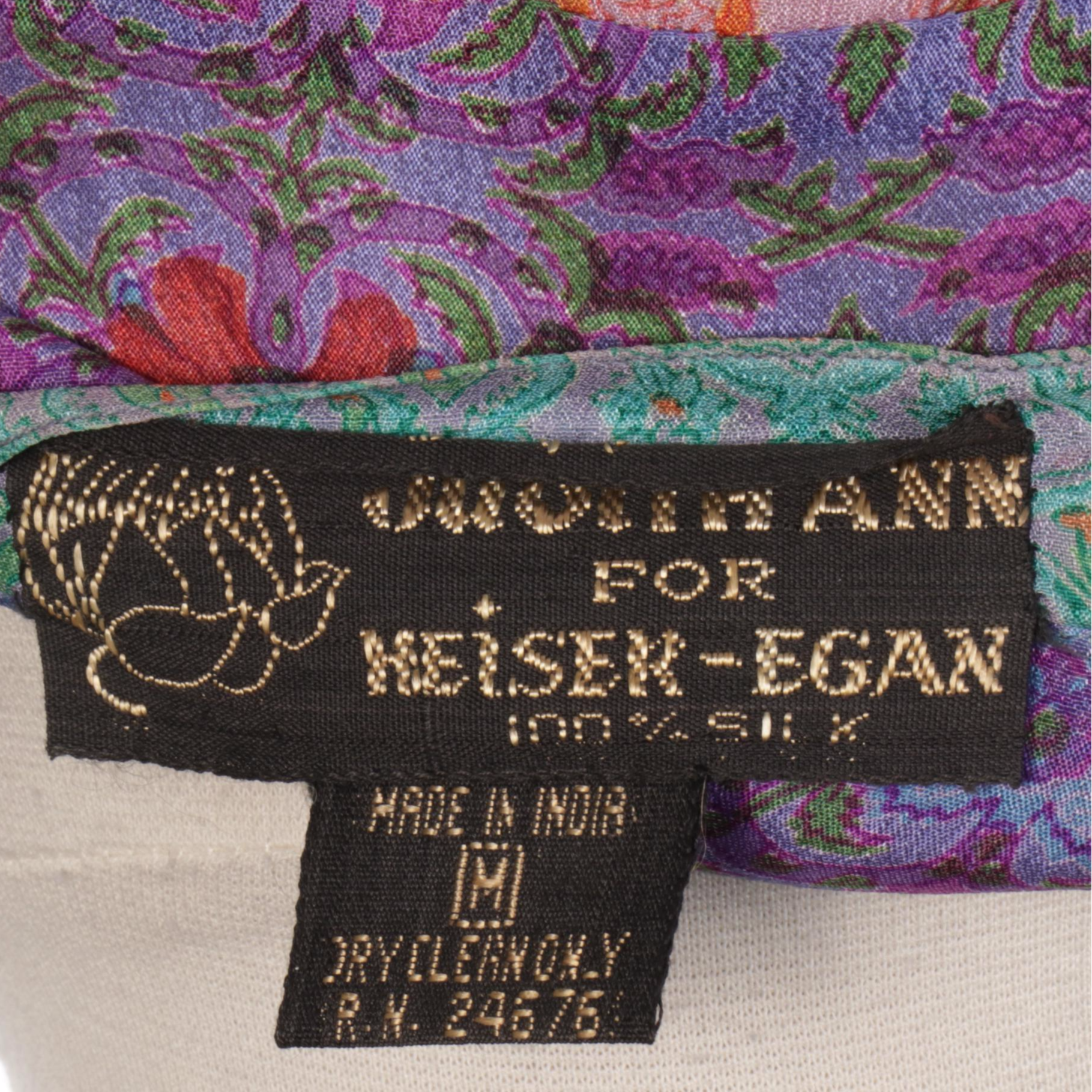 Judith Ann for Heiser-Egan Silk Midi Dress in Paisley and Floral Patch Print