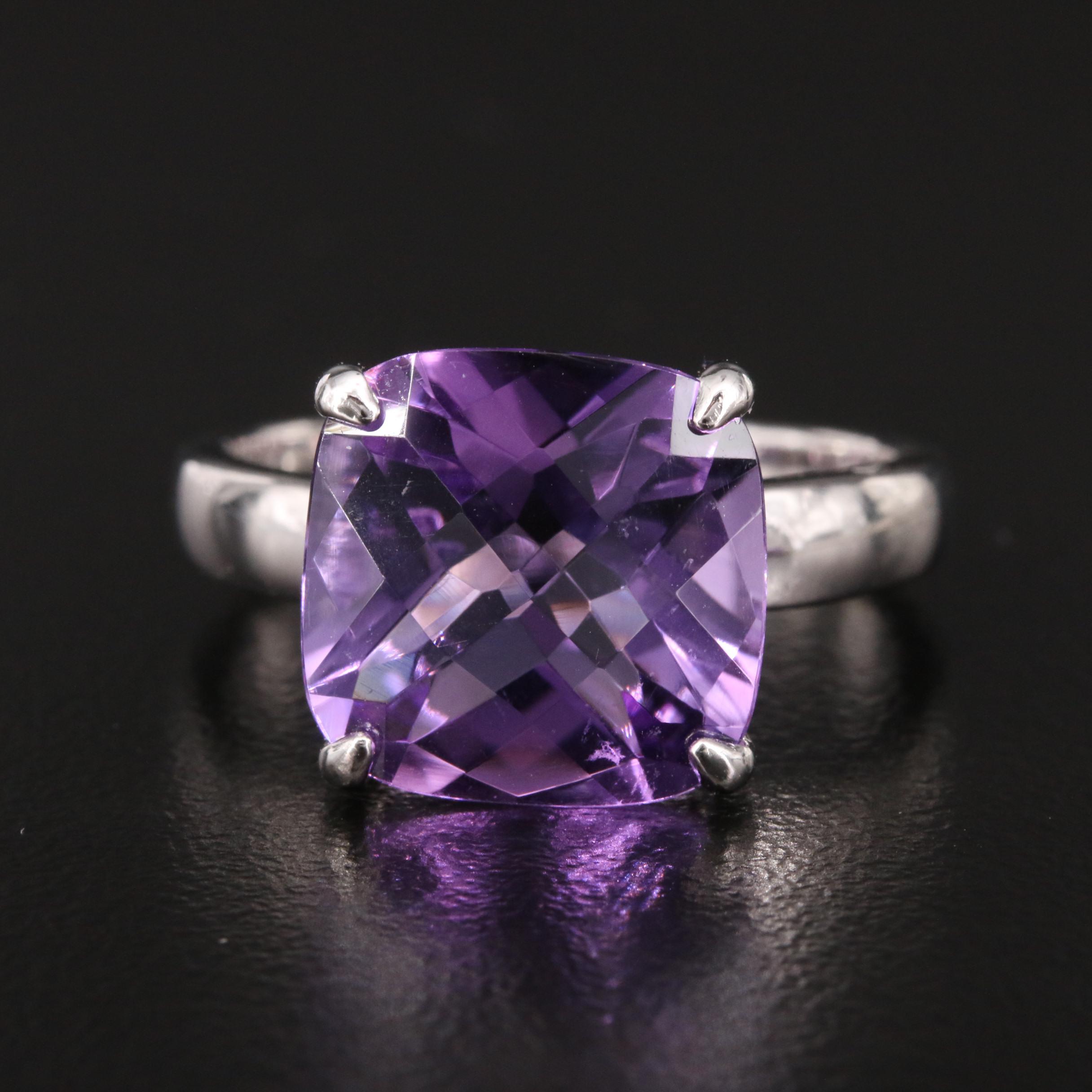 Sterling Silver Ring and Necklace with Amethysts and Diamonds