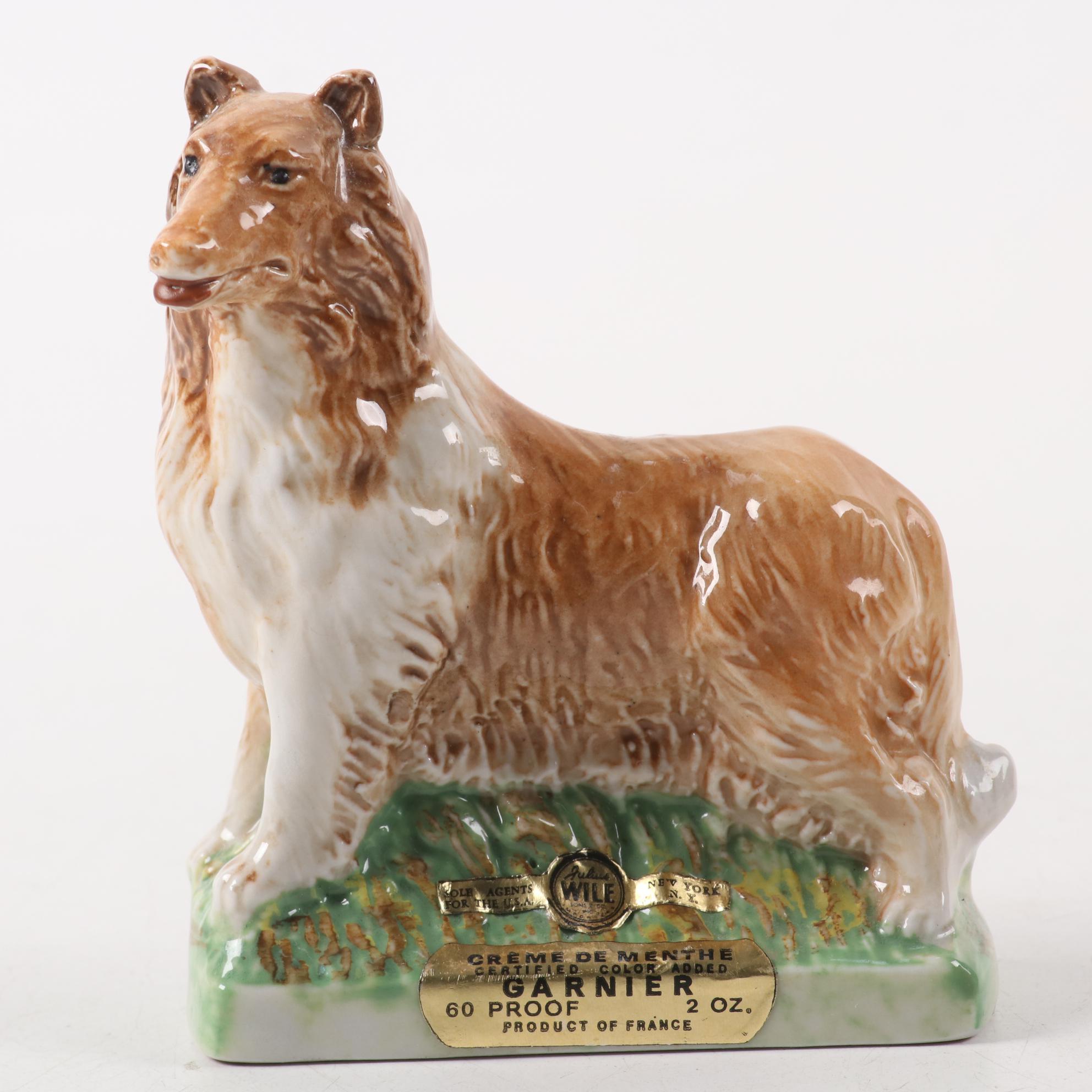 Royal Doulton Porcelain Collie with Decanter and Other Collie Accessories