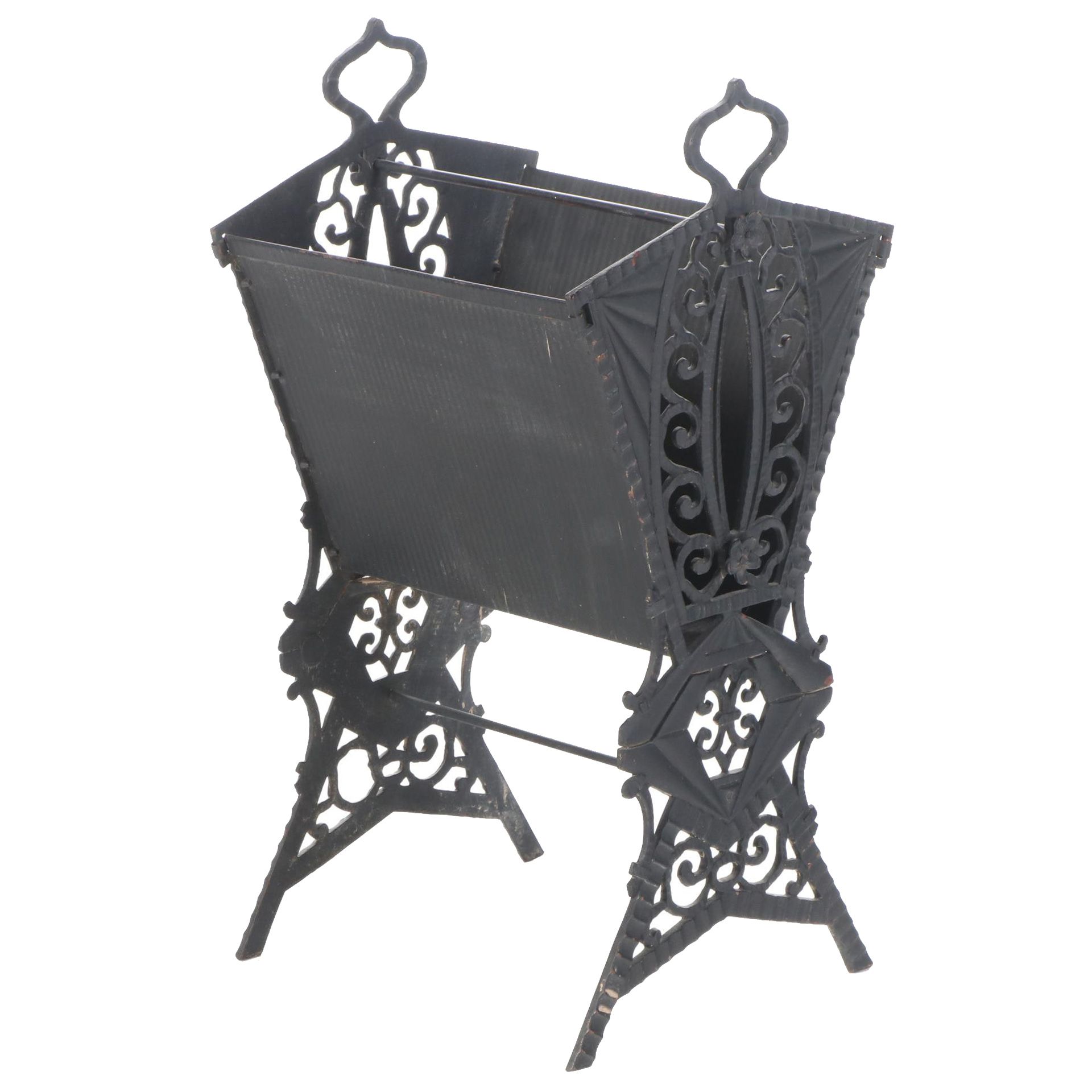 Verona Art Deco Cast Iron Magazine Rack, circa 1930