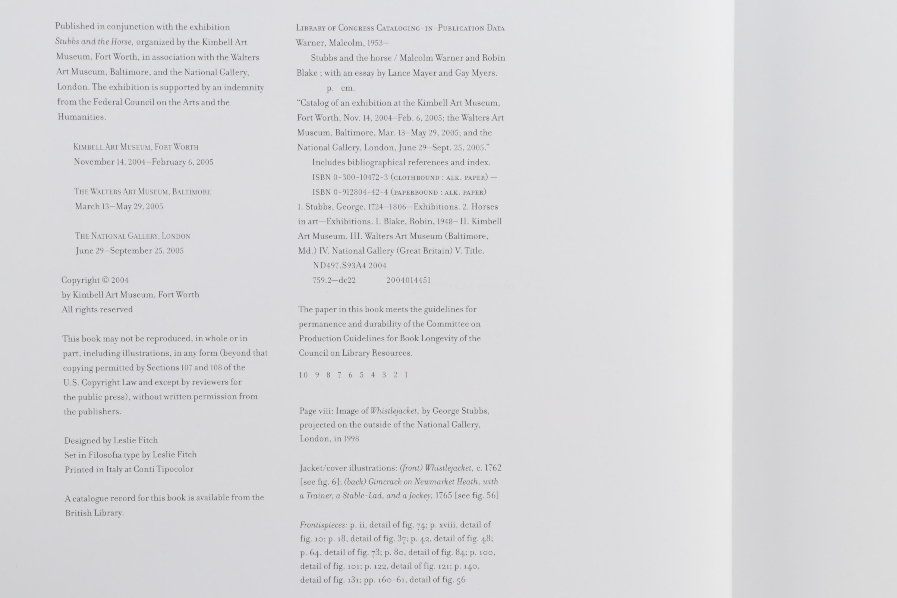 First Edition "Stubbs and the Horse" with "Thoroughbreds I Have Known"