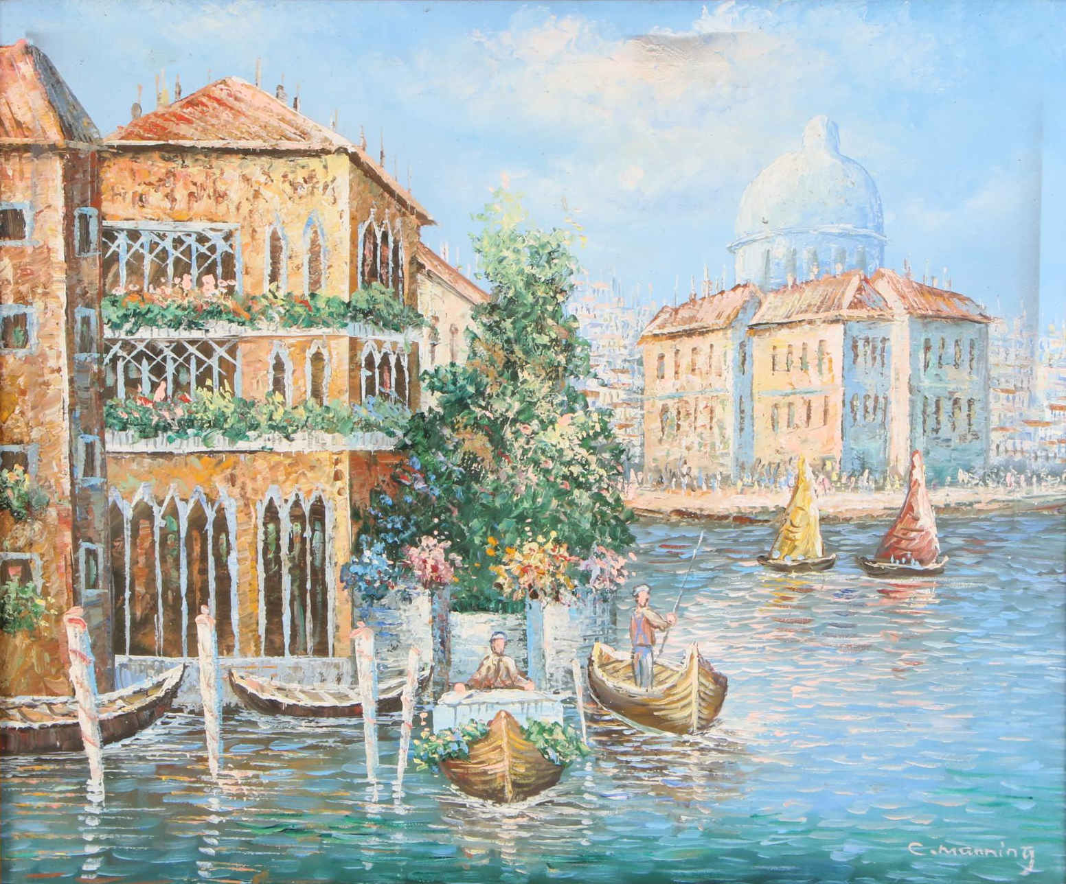 Impasto Oil Painting of Venetian Gondola Scene