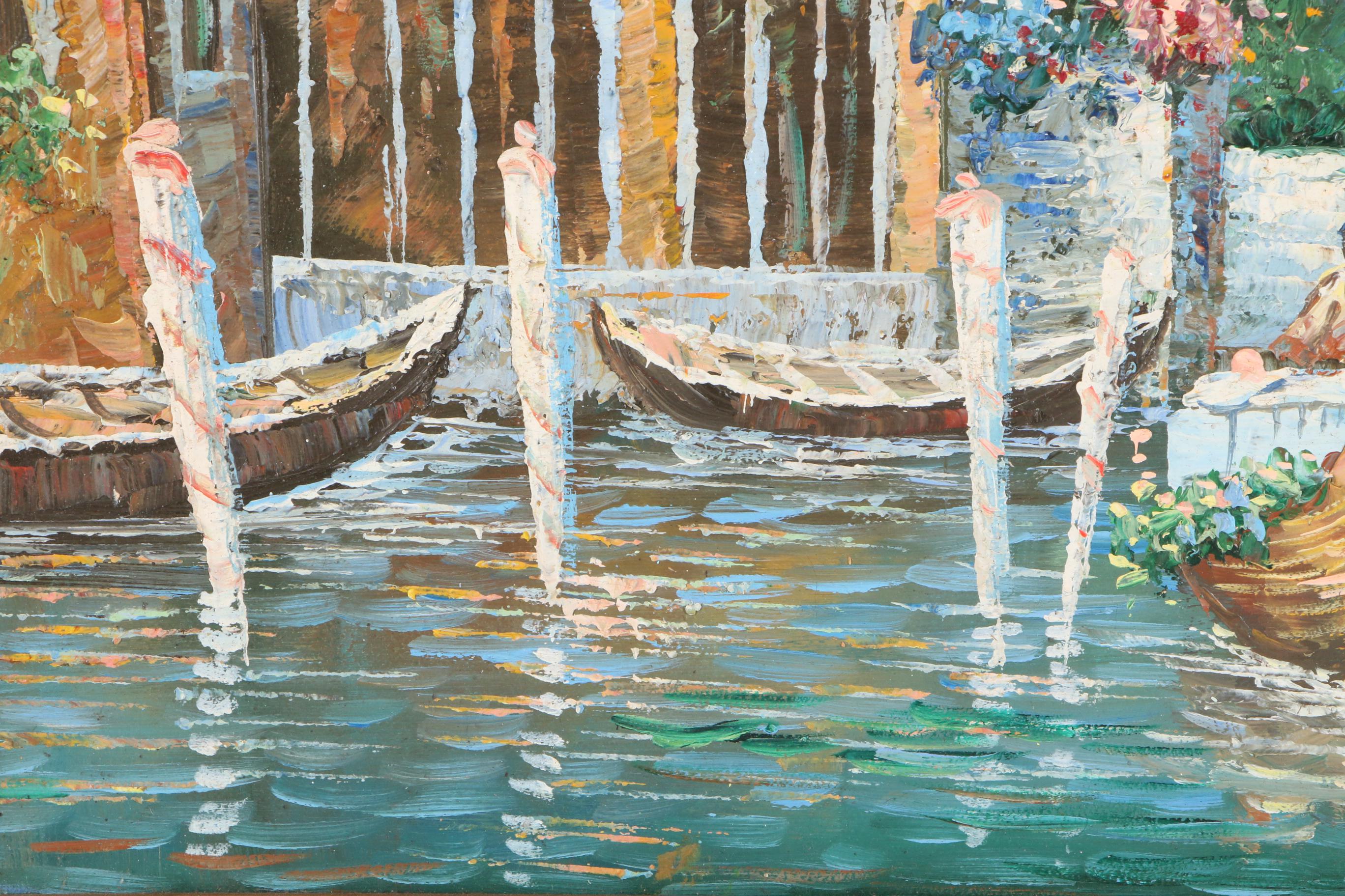 Impasto Oil Painting of Venetian Gondola Scene