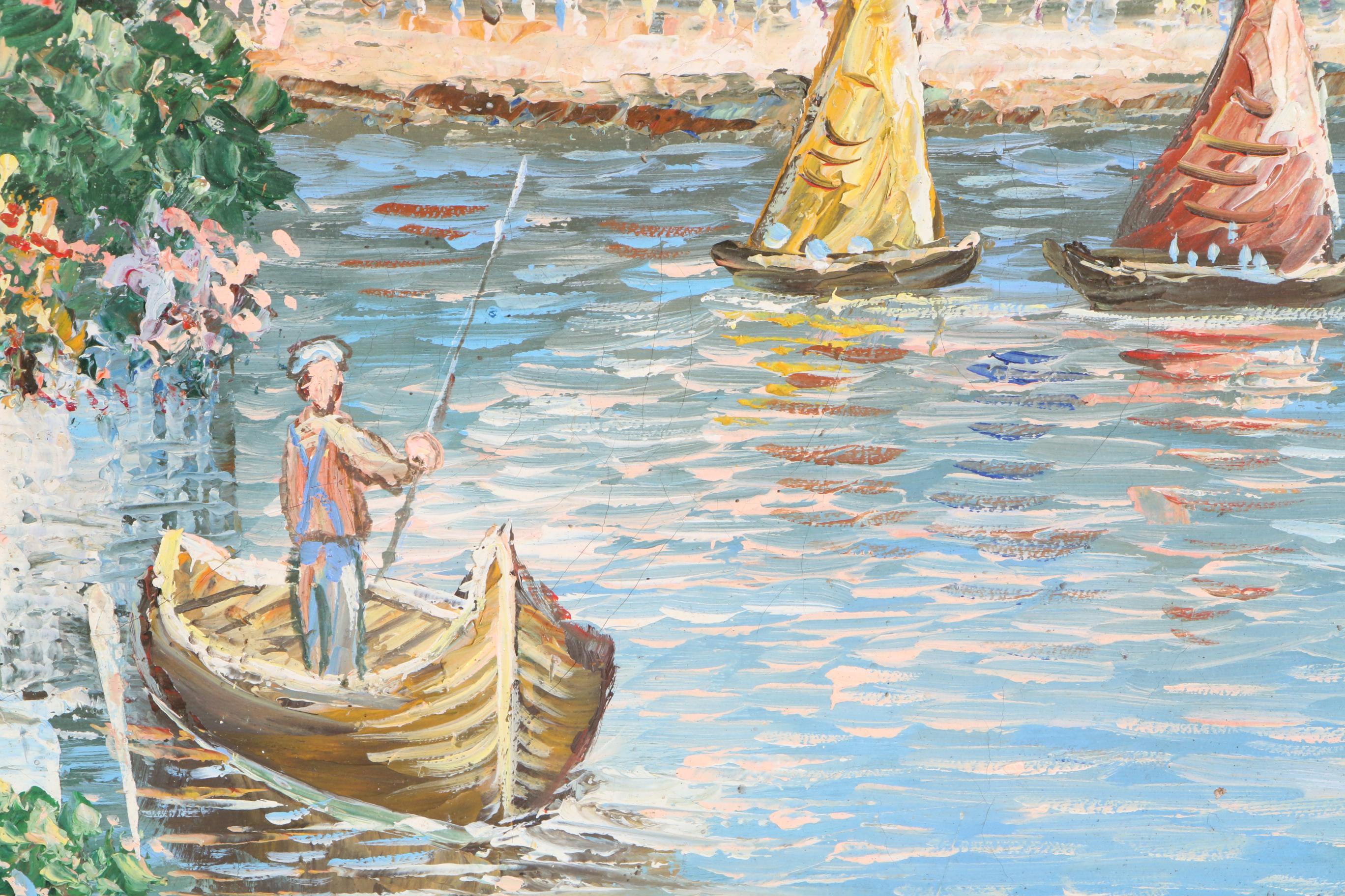 Impasto Oil Painting of Venetian Gondola Scene