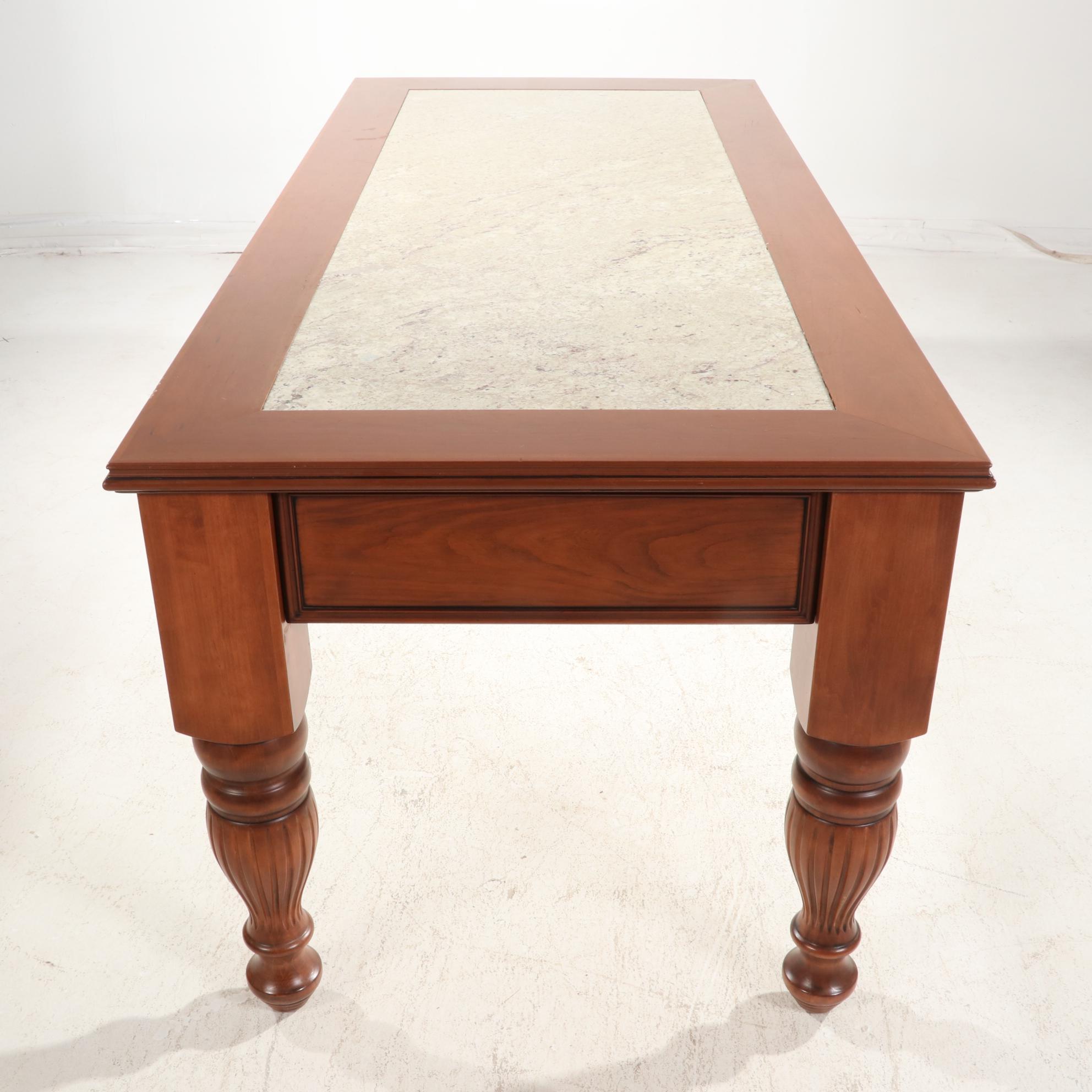 Custom Large Scale Granite-Top Kitchen Island, 21st Century