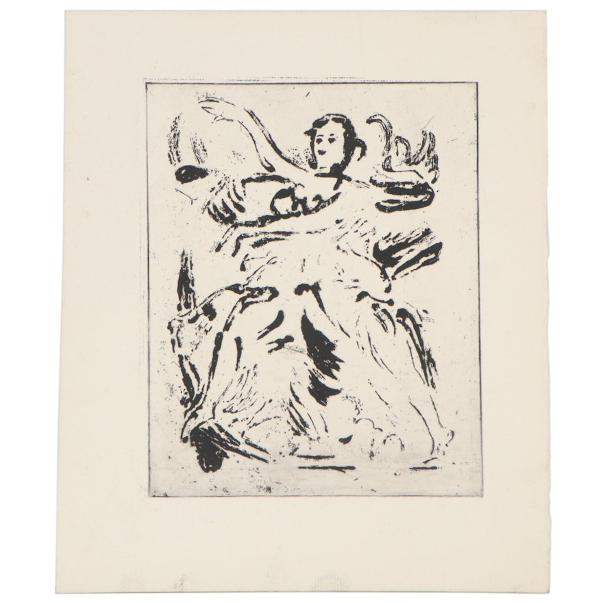 Arthur Helwig Etching "Ballet," Mid-20th Century