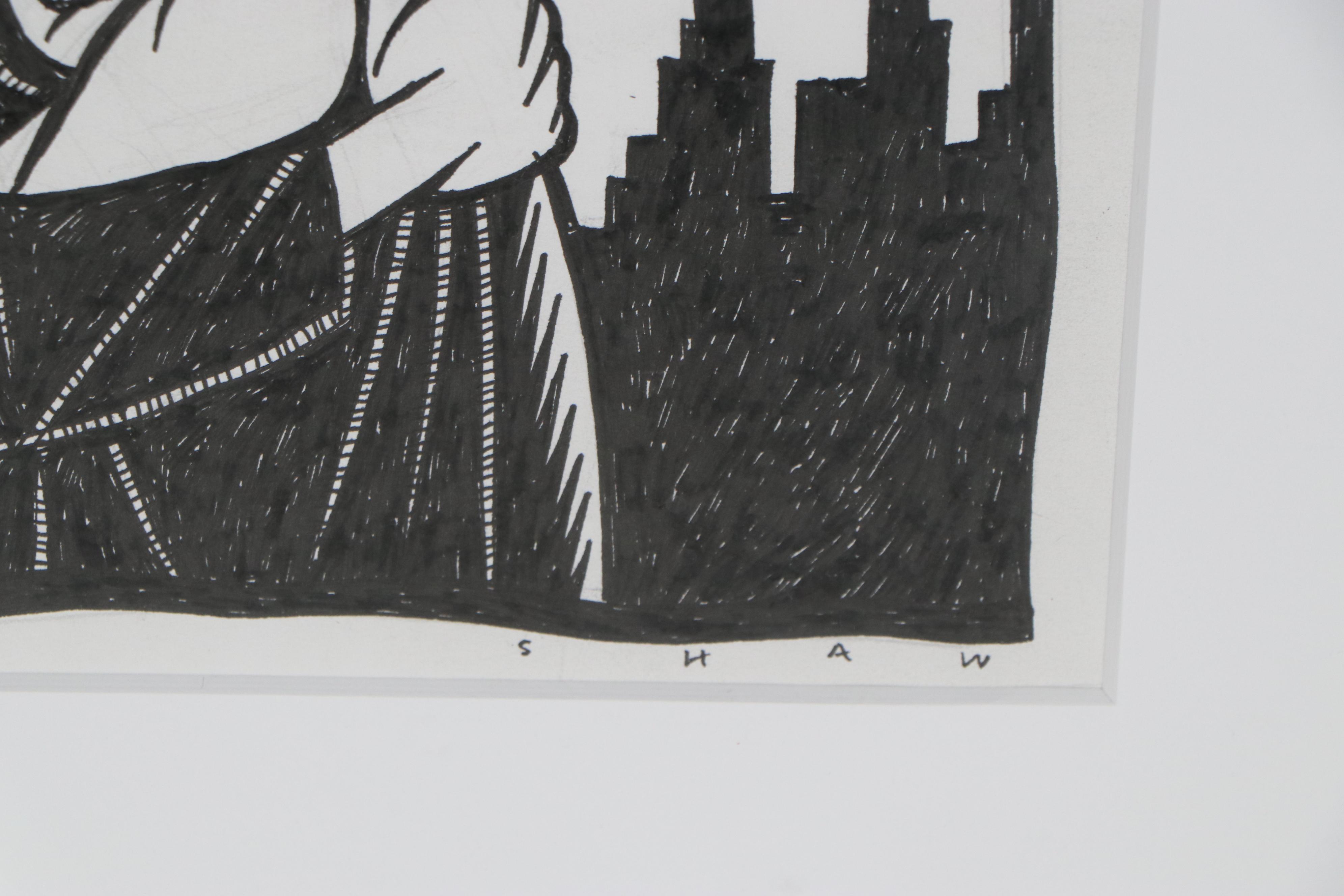 Thom Shaw Ink Drawing "Sexually Molested by Martians"