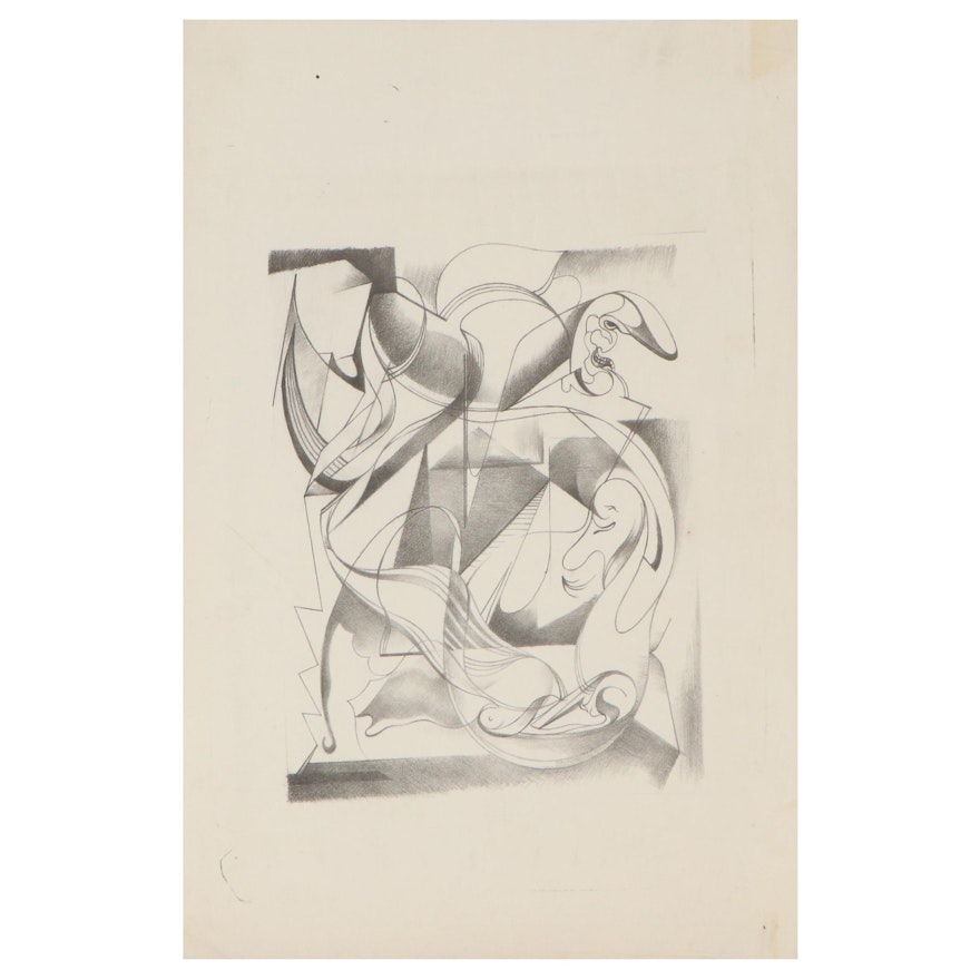 Arthur Helwig Abstract Lithograph, Mid-20th Century