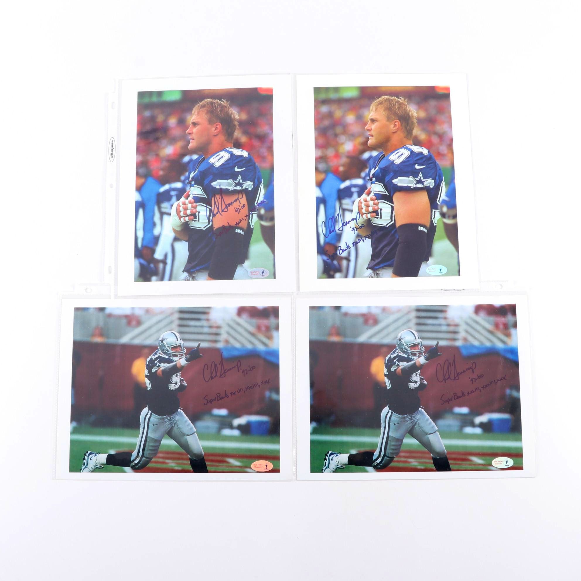 Chad Hennings Signed Dallas Cowboys "Super Bowl Inscribed" Photo Prints, COA