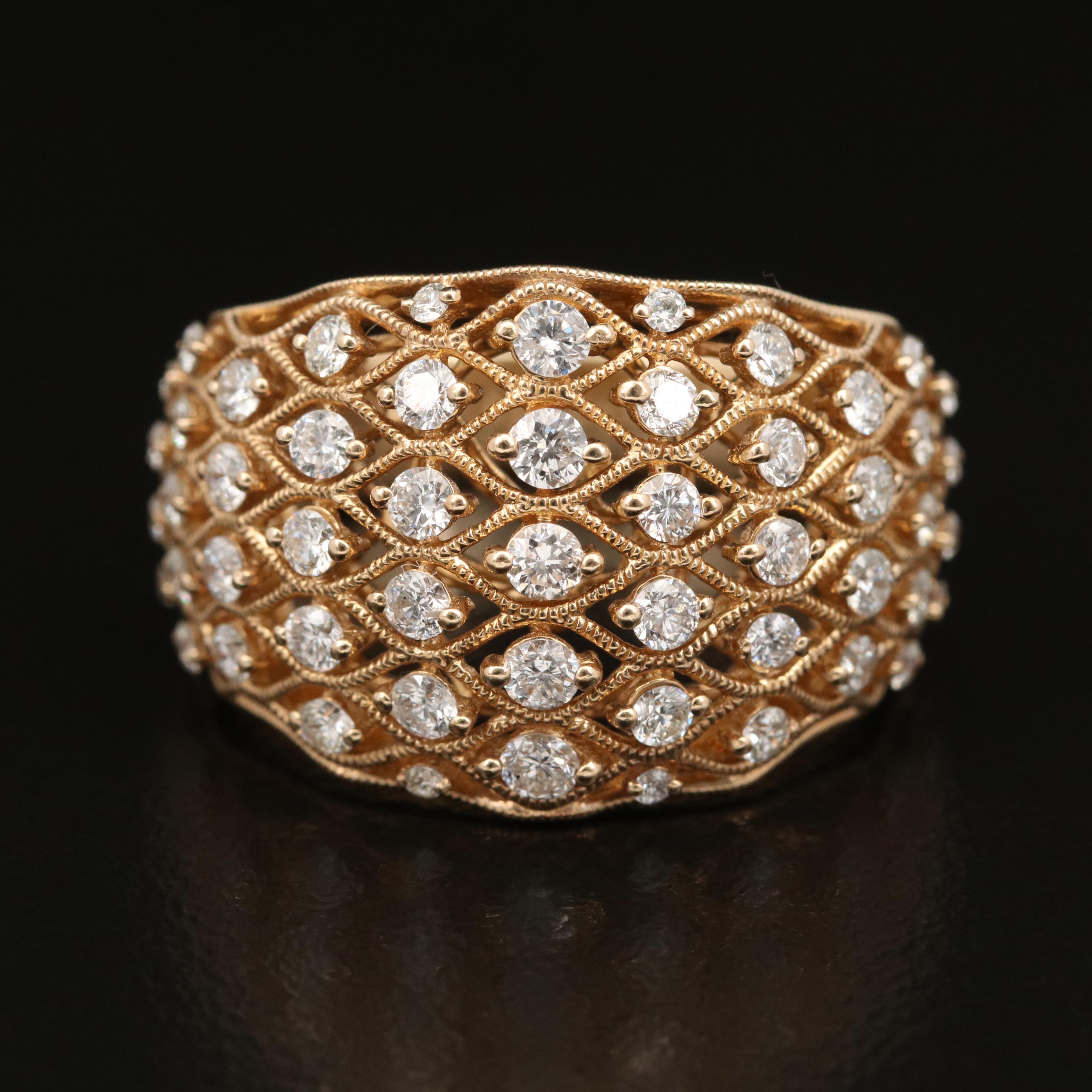 EFFY 14K 1.12 CTW Diamond Openwork Ring with Milgrain Detail