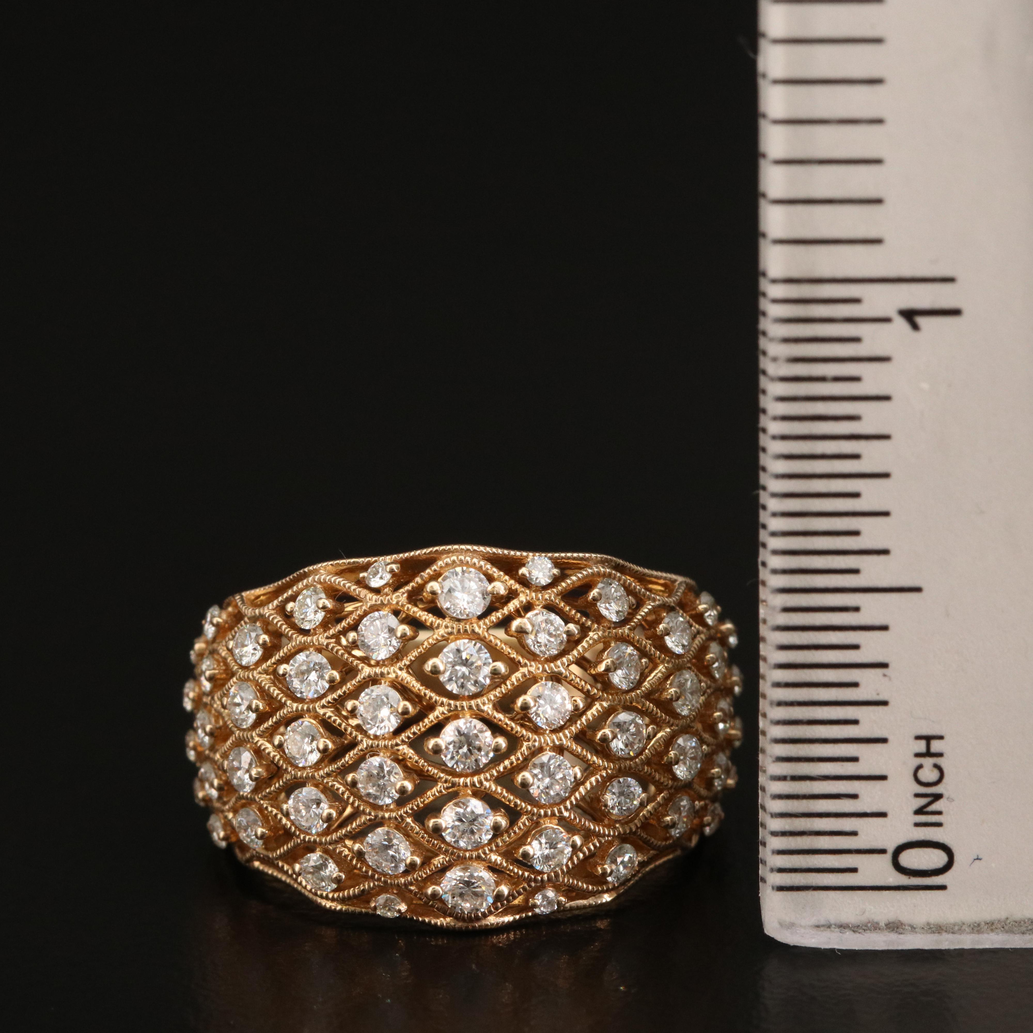 EFFY 14K 1.12 CTW Diamond Openwork Ring with Milgrain Detail
