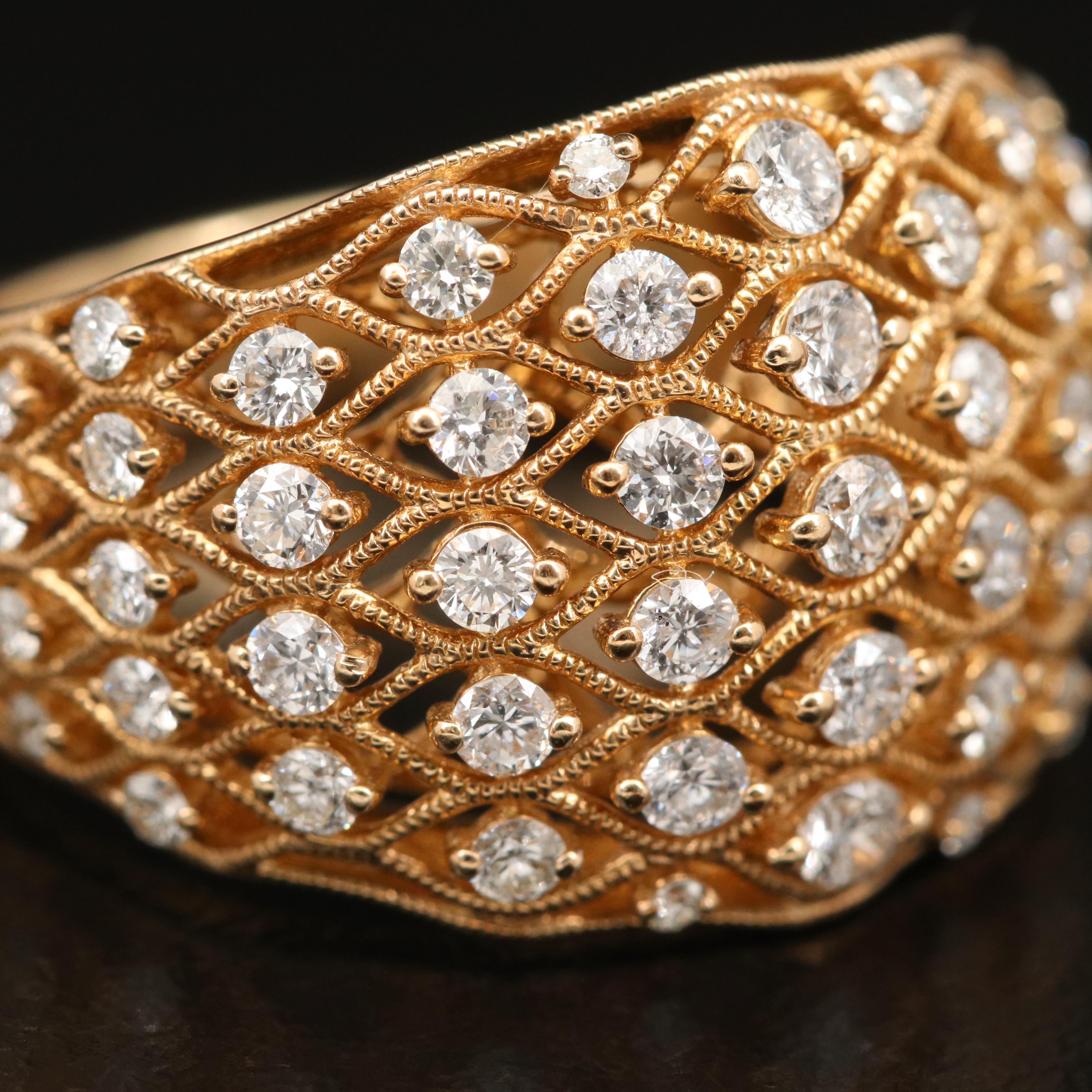 EFFY 14K 1.12 CTW Diamond Openwork Ring with Milgrain Detail
