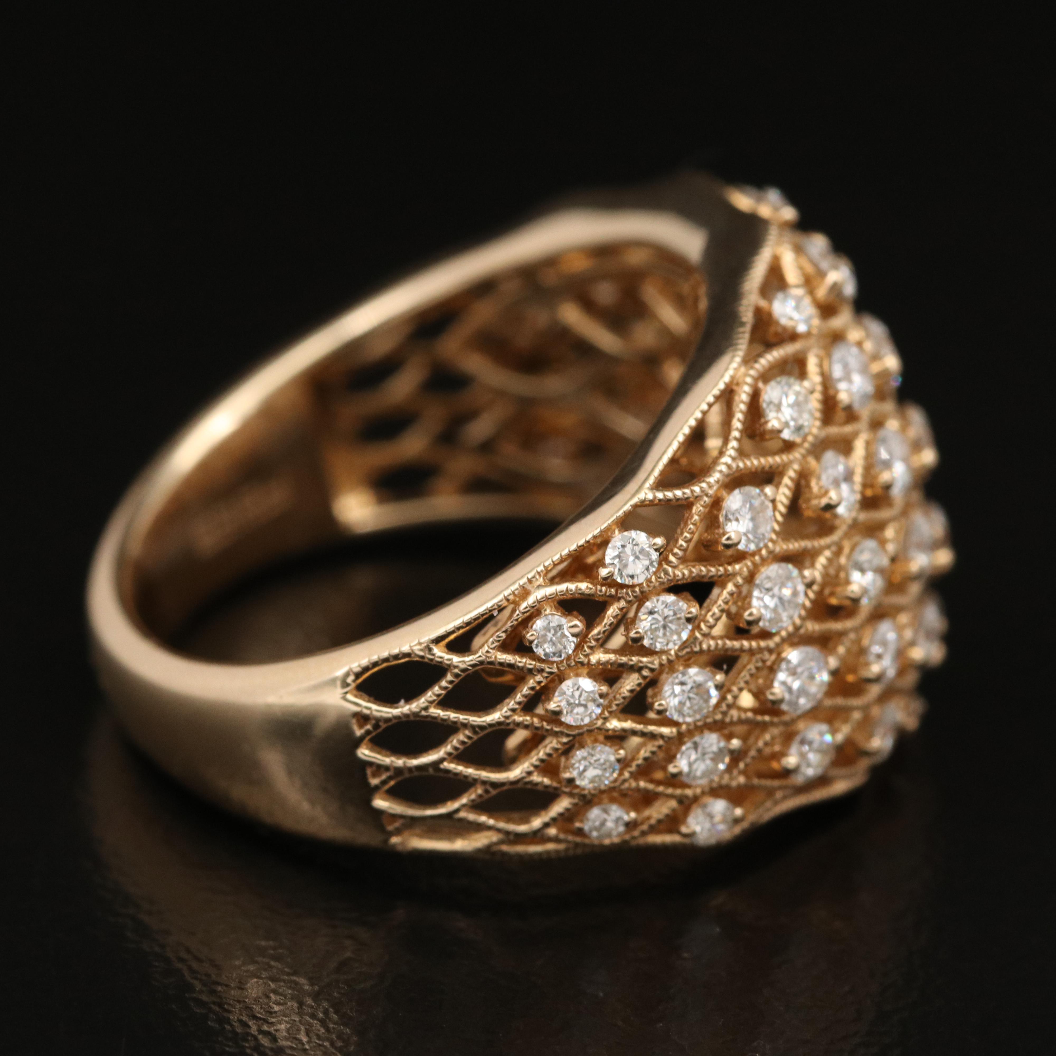 EFFY 14K 1.12 CTW Diamond Openwork Ring with Milgrain Detail