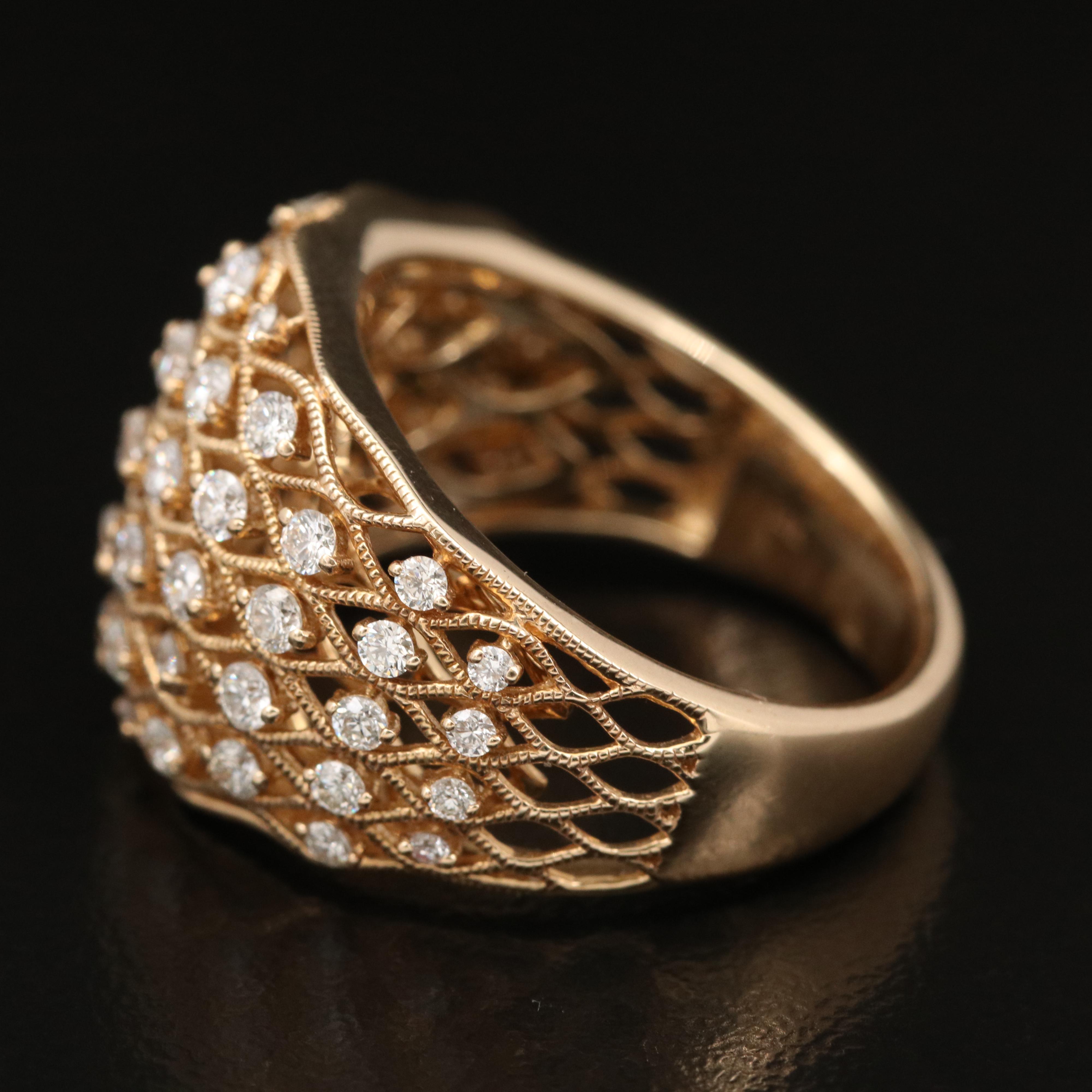 EFFY 14K 1.12 CTW Diamond Openwork Ring with Milgrain Detail
