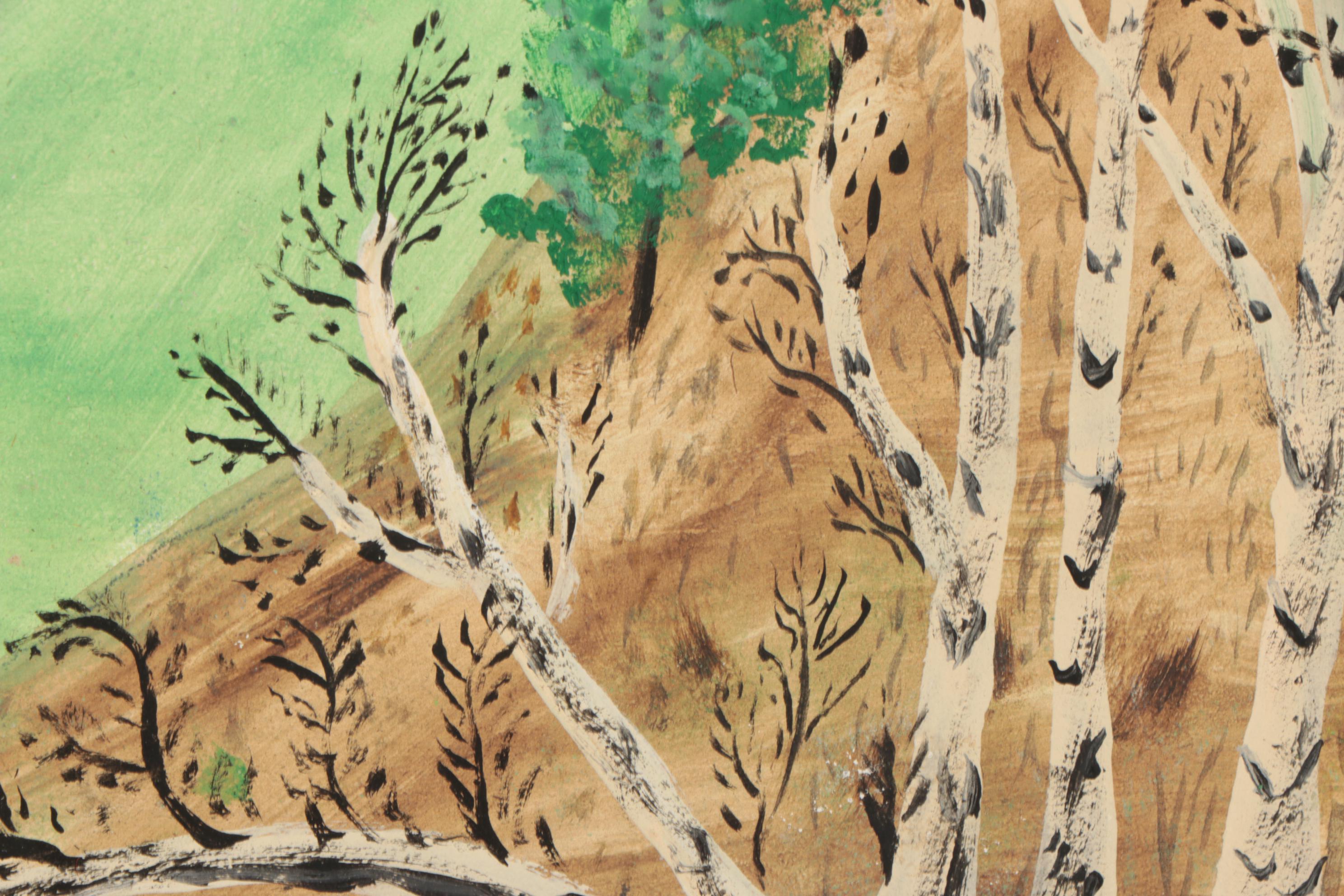 Grandma Moses Folk Art Tempera Painting "King Church," 1952