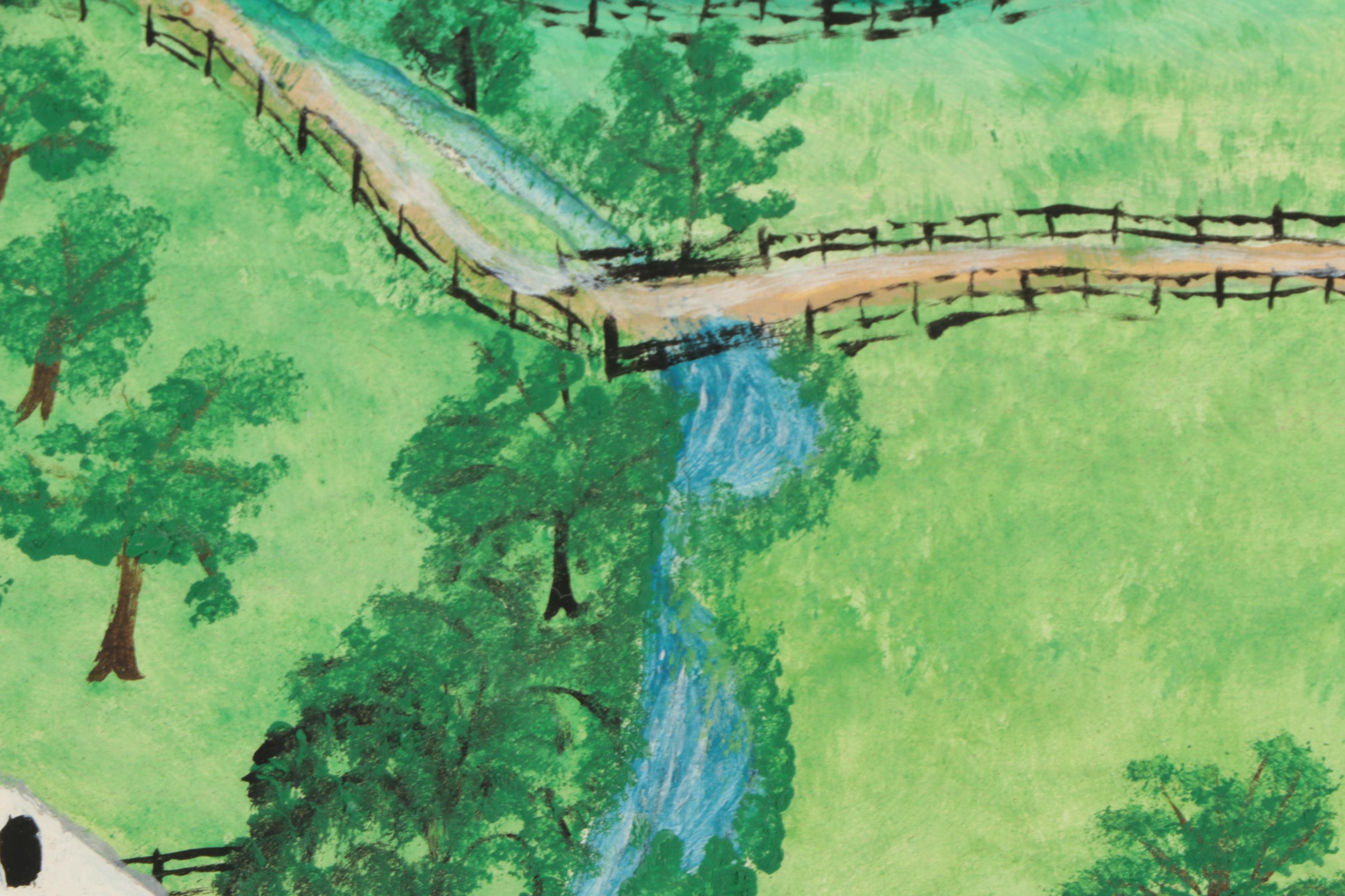 Grandma Moses Folk Art Tempera Painting "King Church," 1952