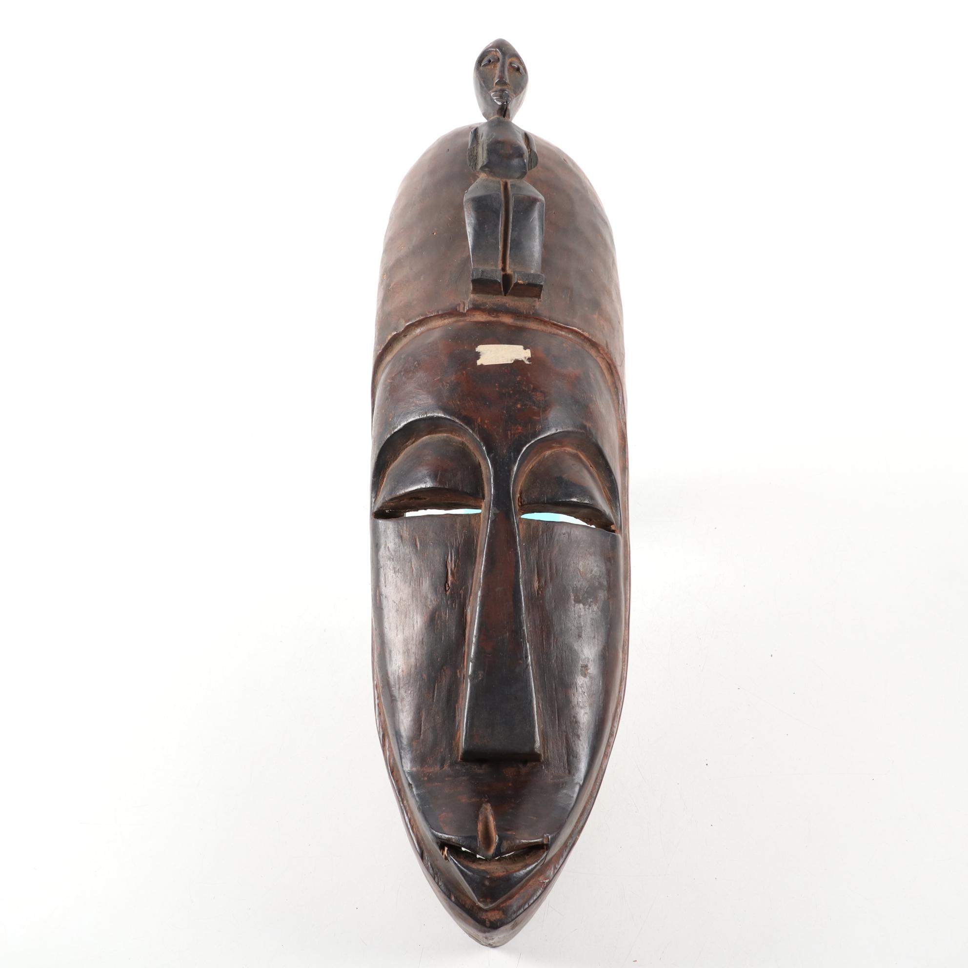 Tikar Mask and West African Style Carved Wood Mask and Decor