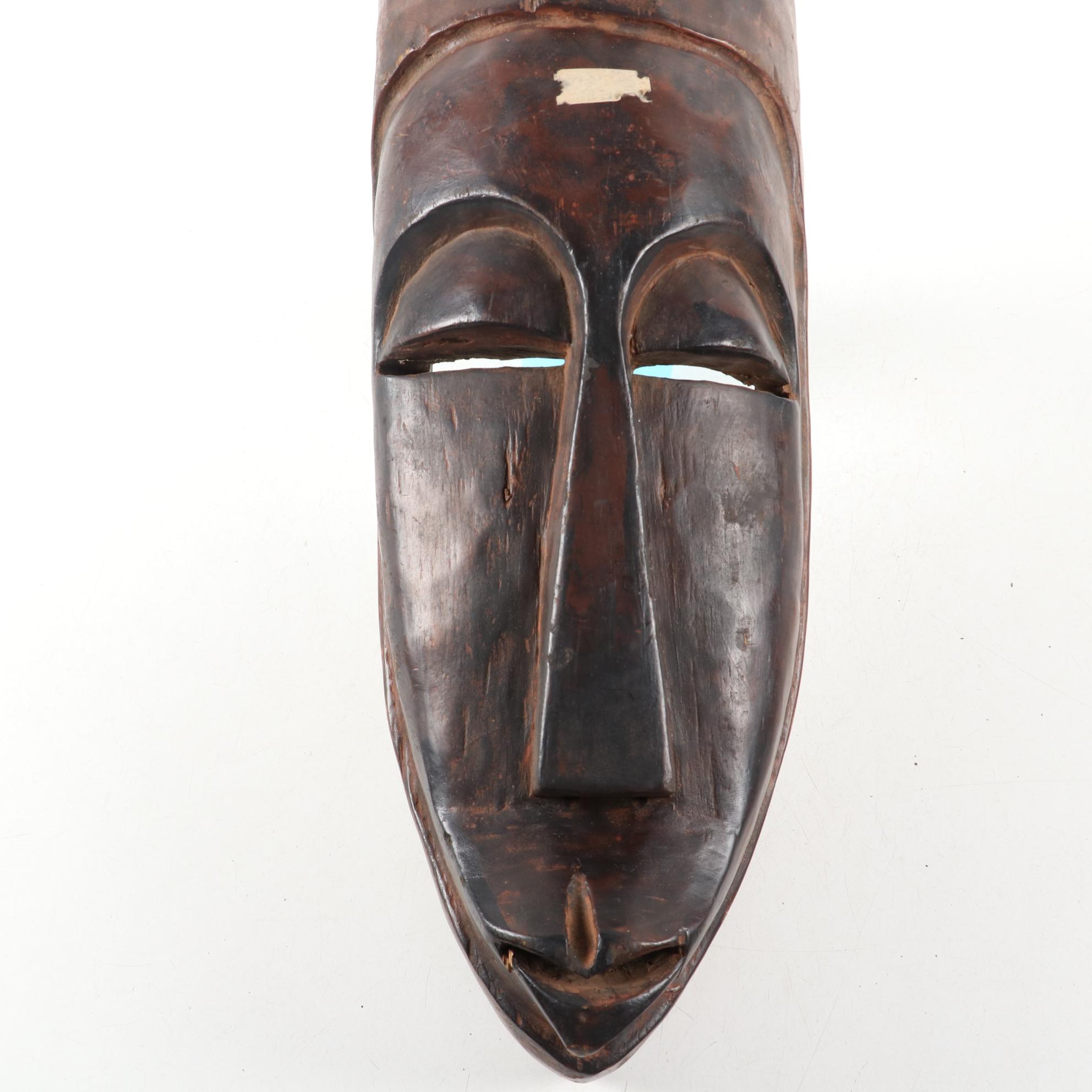Tikar Mask and West African Style Carved Wood Mask and Decor