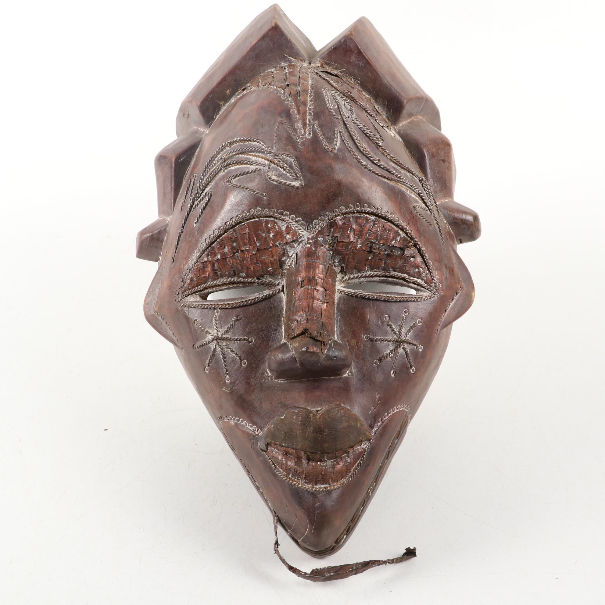 Tikar Mask and West African Style Carved Wood Mask and Decor