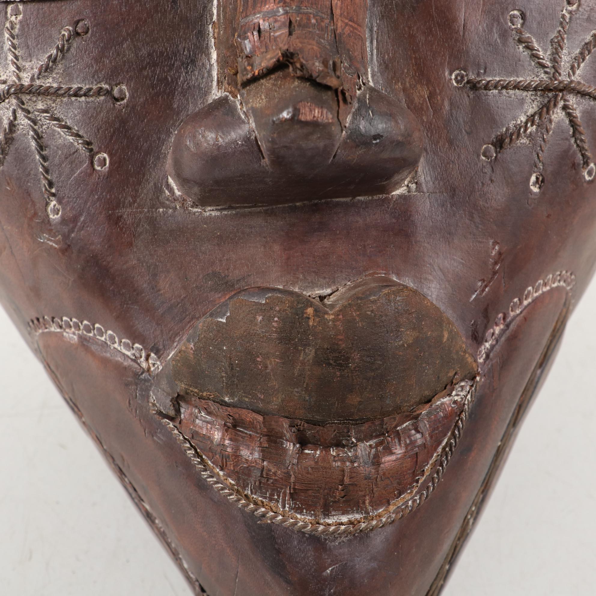 Tikar Mask and West African Style Carved Wood Mask and Decor