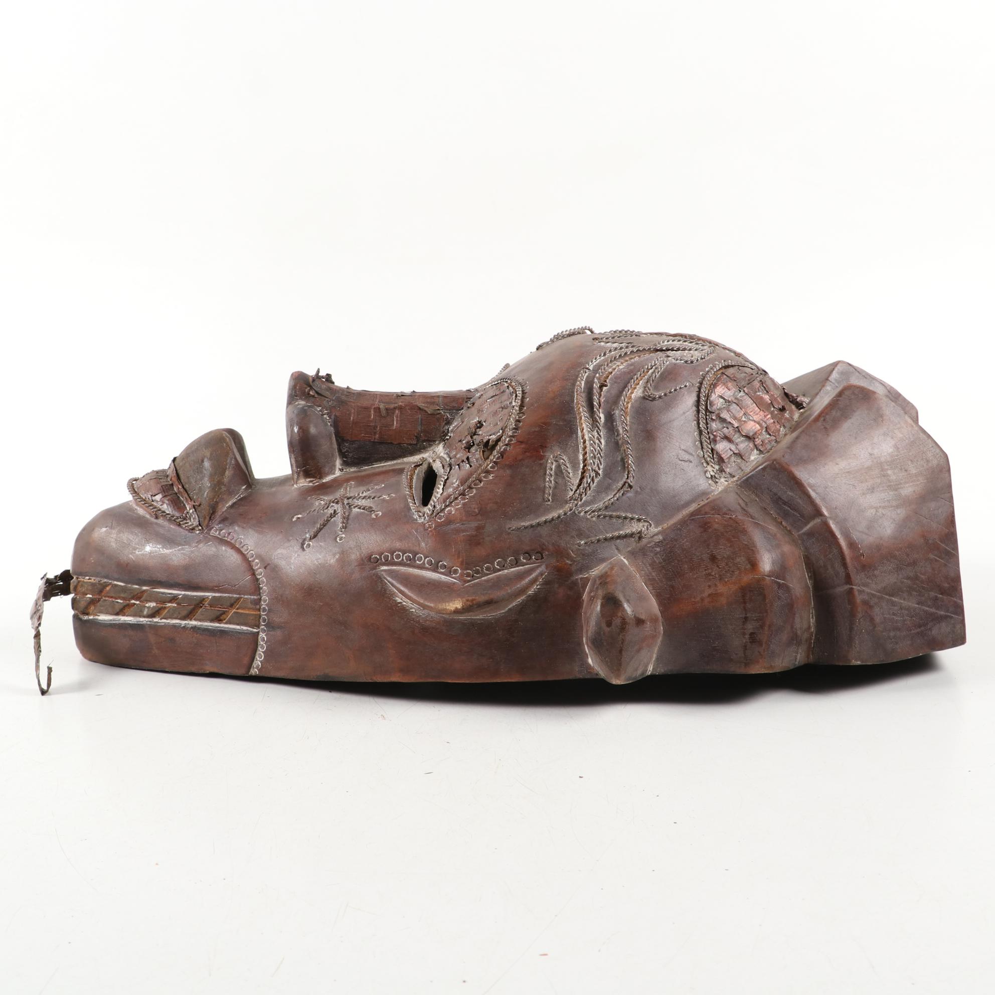 Tikar Mask and West African Style Carved Wood Mask and Decor