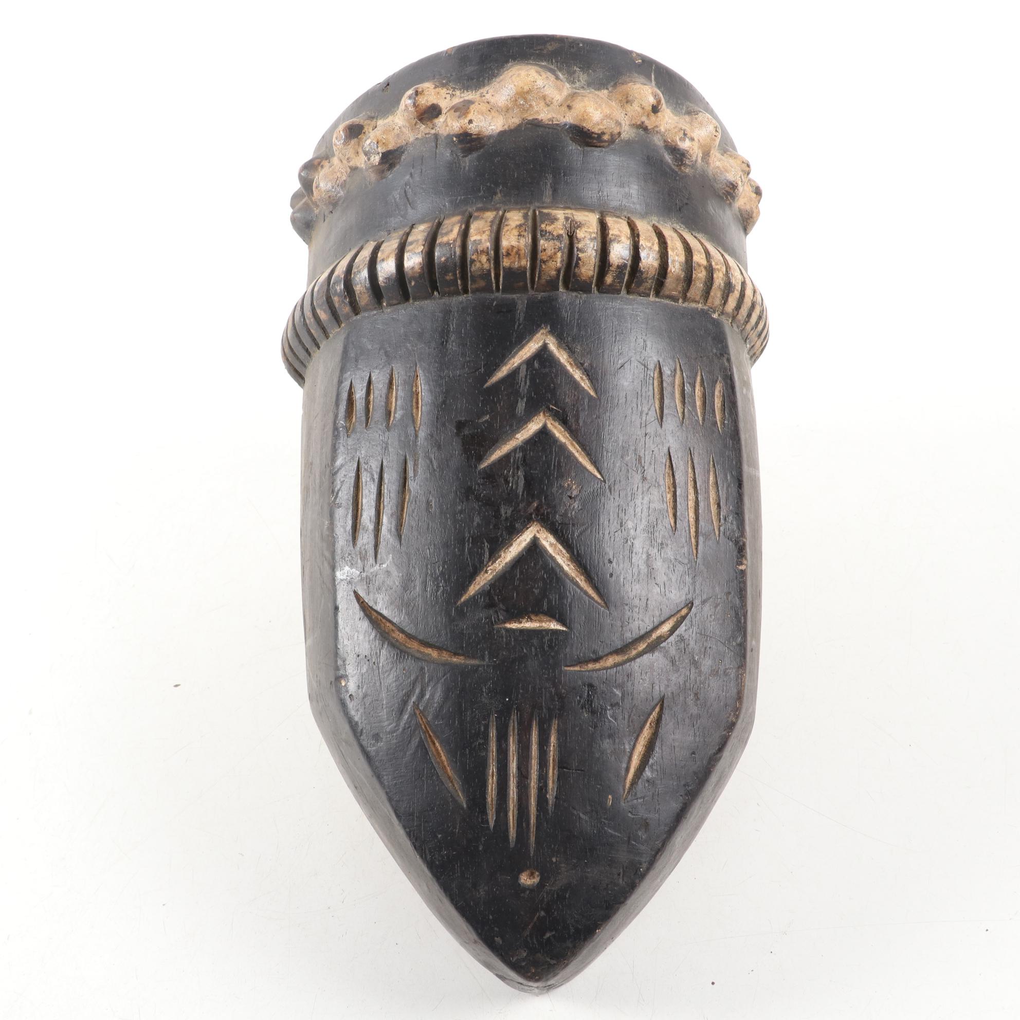 Tikar Mask and West African Style Carved Wood Mask and Decor