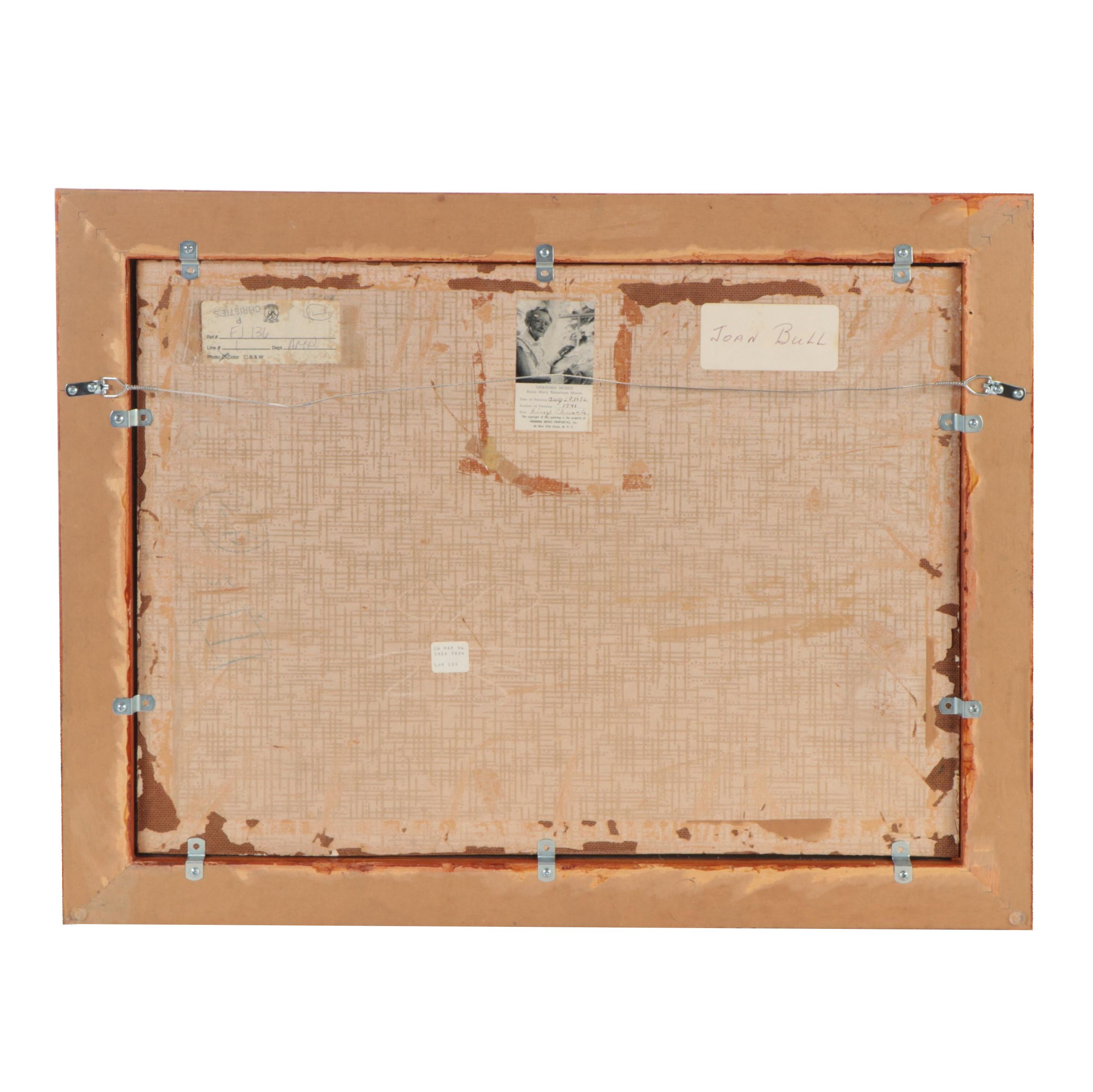 Grandma Moses Folk Art Tempera Painting "King Church," 1952