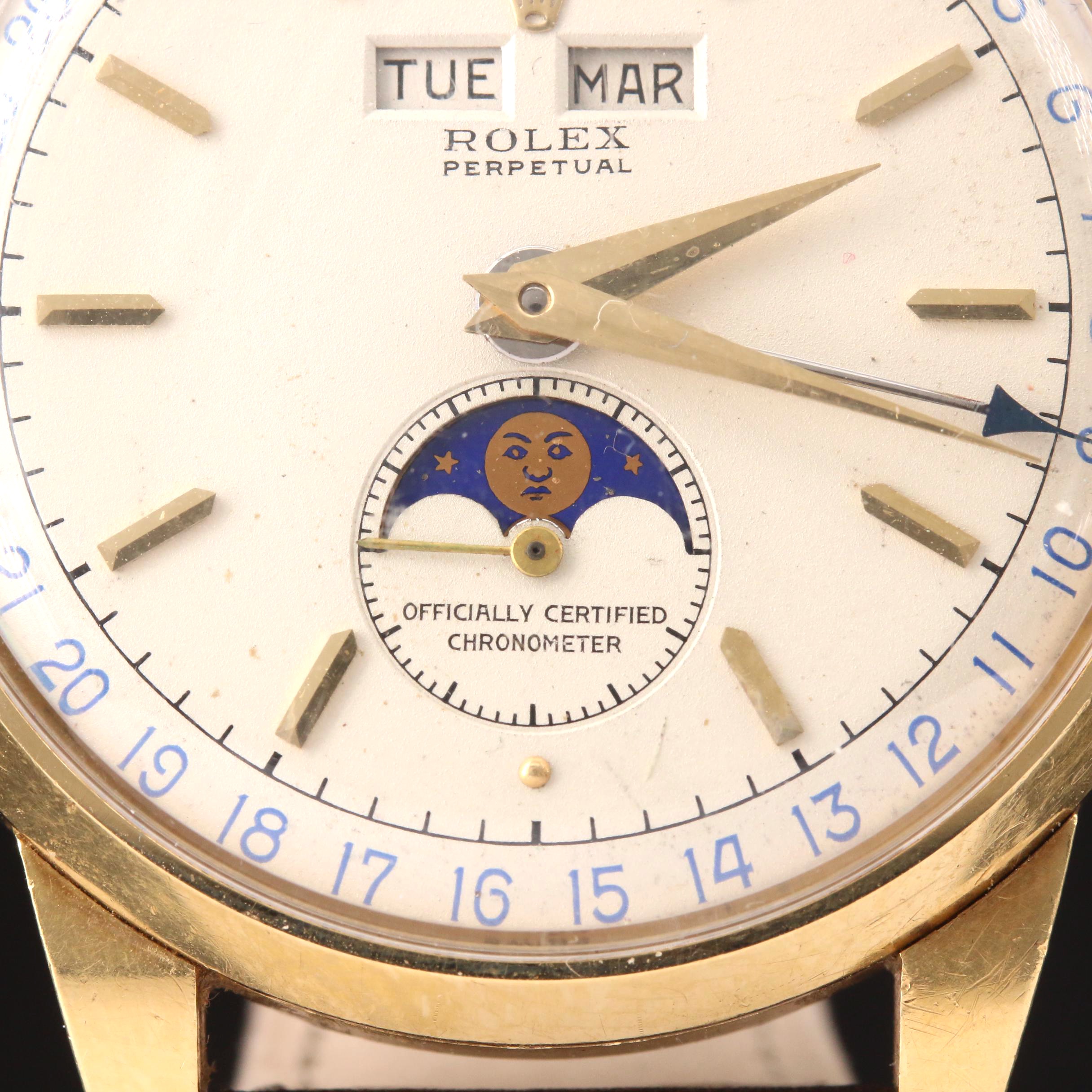 1952 Rolex "Padellone" Triple Date Moonphase 18K Gold Automatic Watch