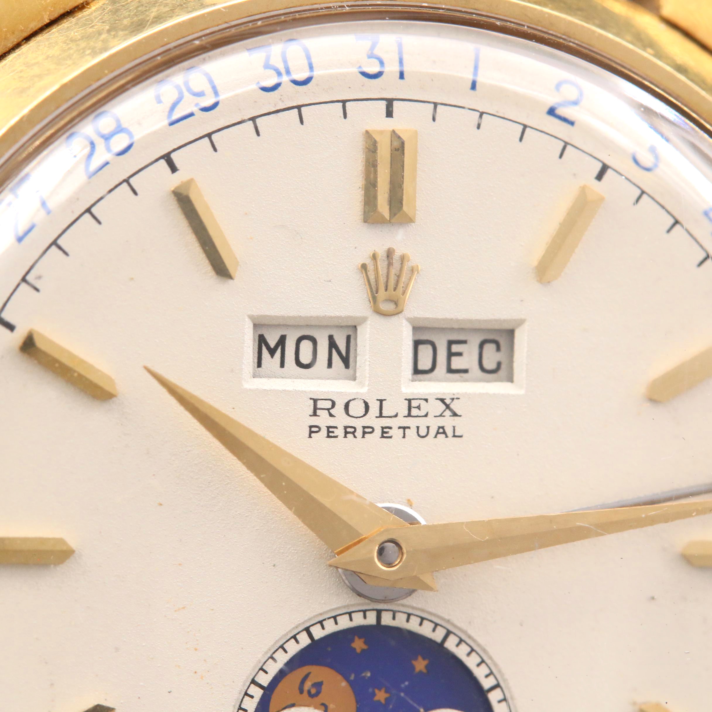 1952 Rolex "Padellone" Triple Date Moonphase 18K Gold Automatic Watch