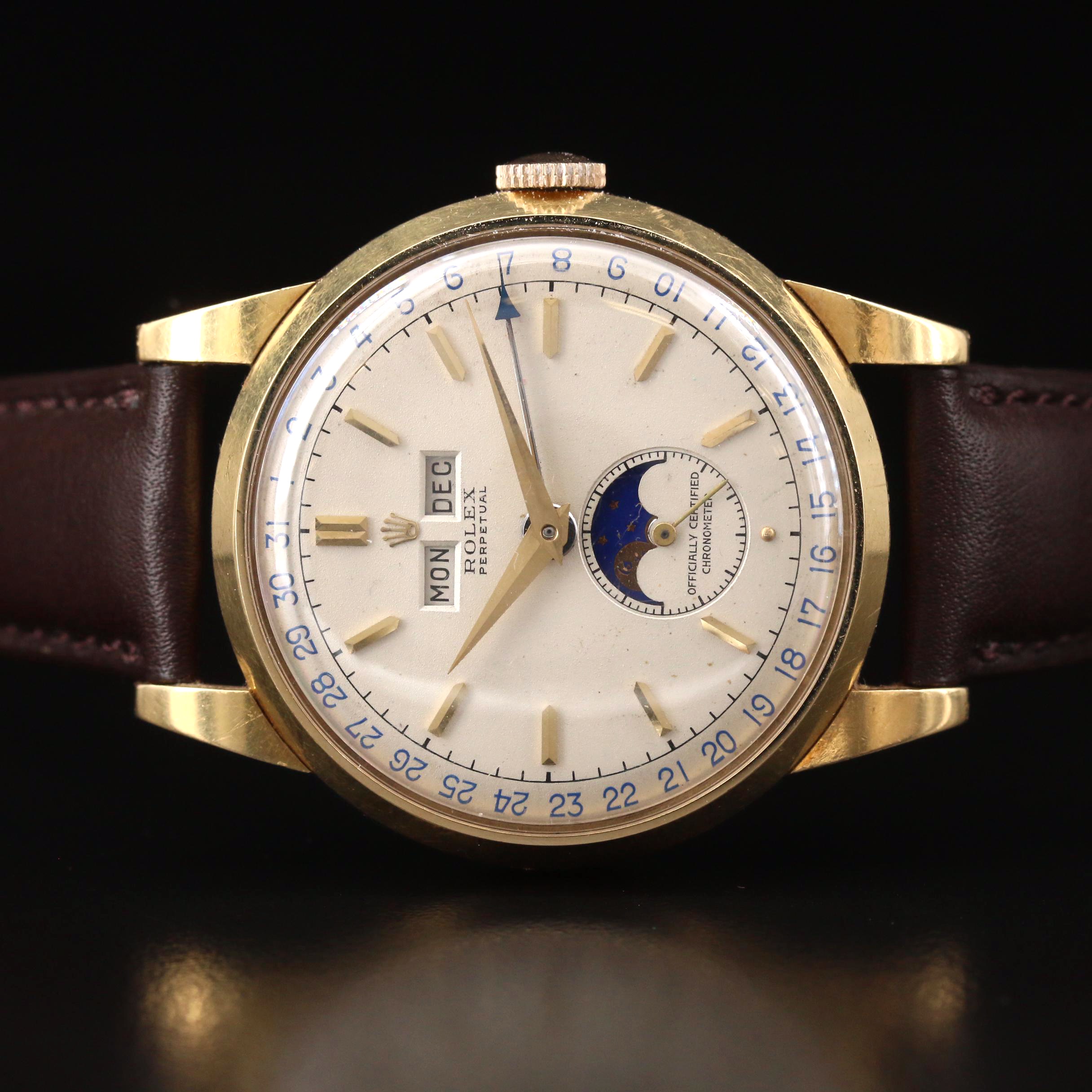 1952 Rolex "Padellone" Triple Date Moonphase 18K Gold Automatic Watch