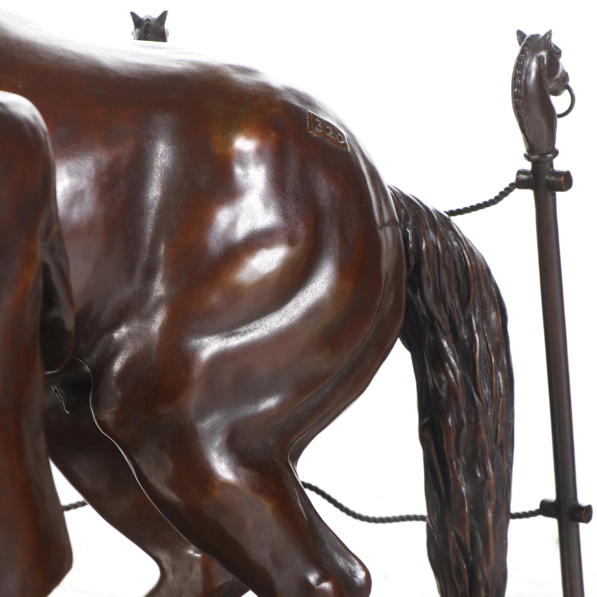 Jan Woods Bronze Sculpture "Buck at the Sale," 1988