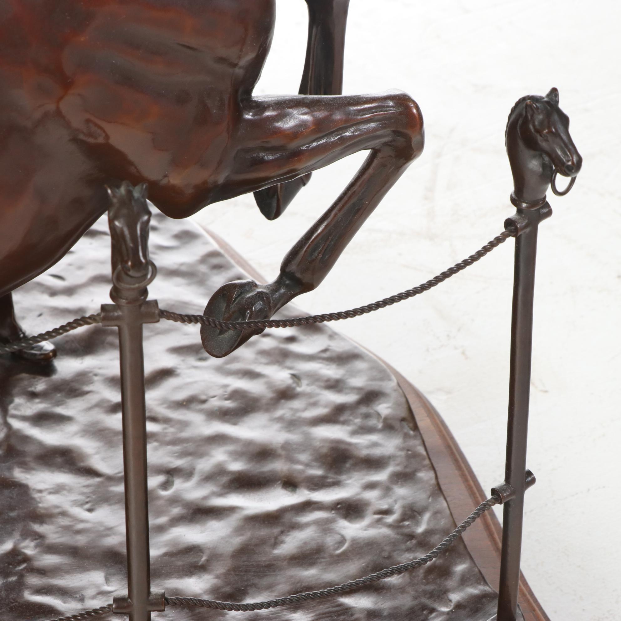 Jan Woods Bronze Sculpture "Buck at the Sale," 1988